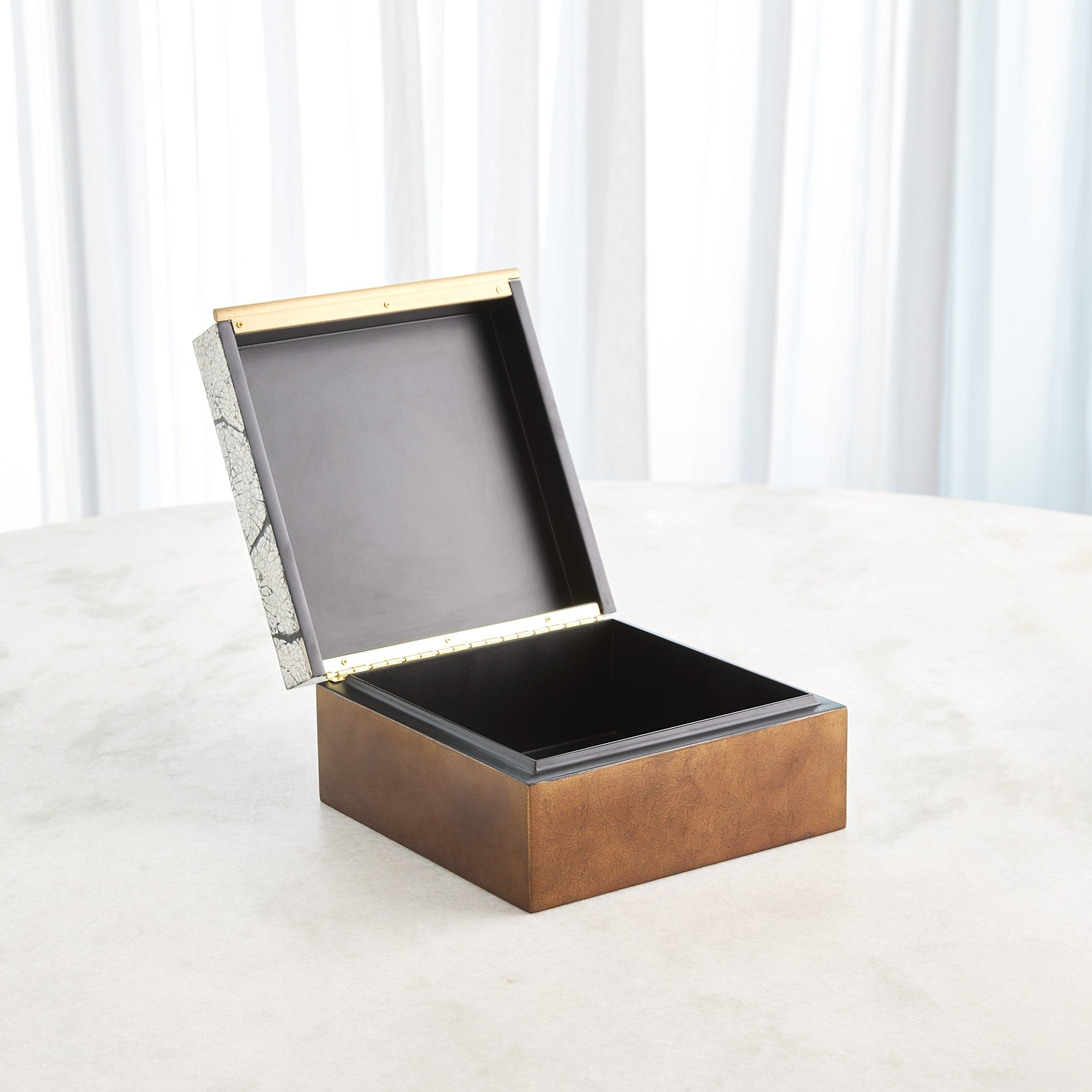 Global Views Eggshell Box Antique Gold Leaf