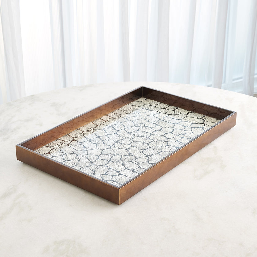 Global Views Eggshell Tray Antique Gold Leaf