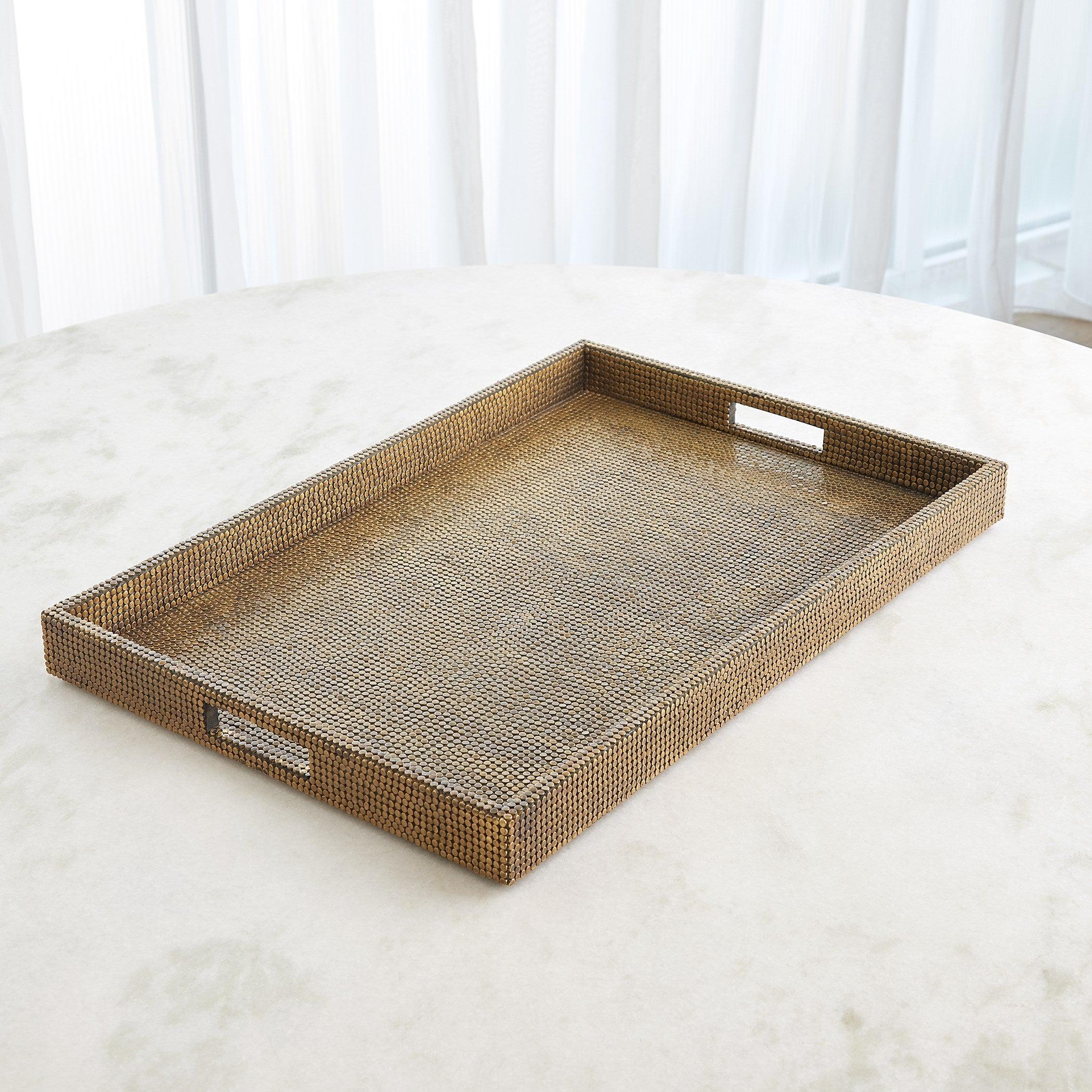 Global Views Lames Boxes and Trays Aged Brass