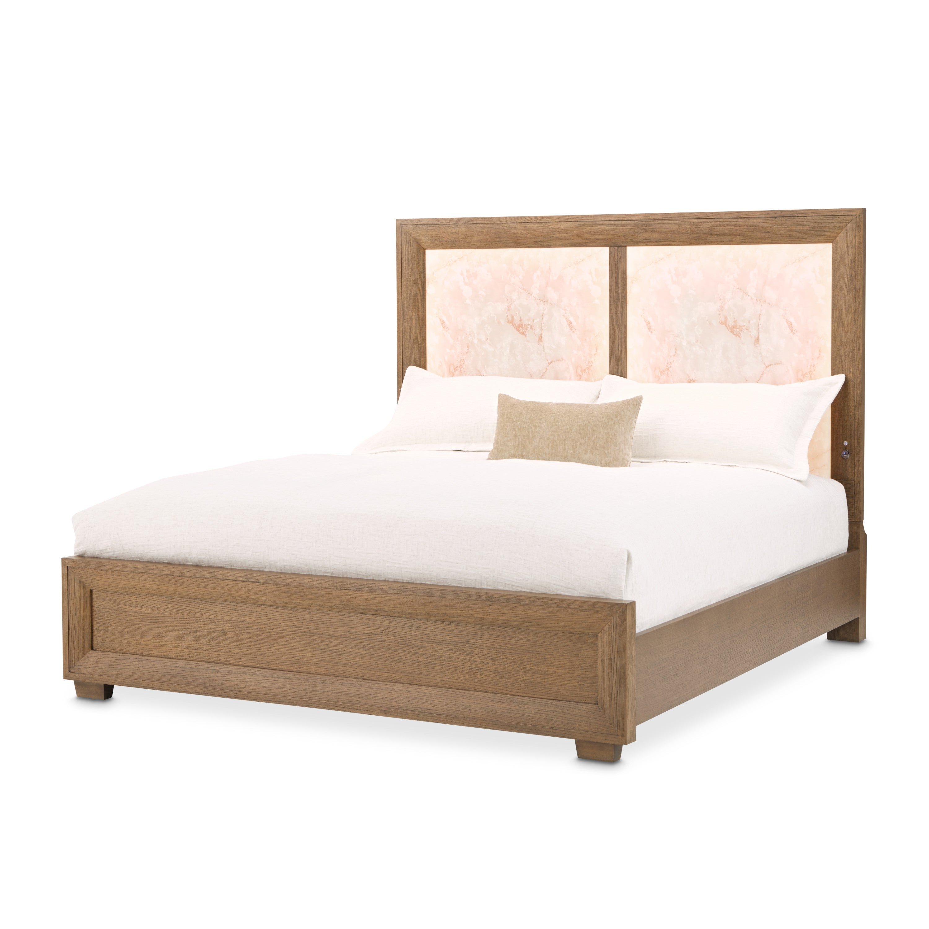 Michael Amini Portrait Panel Bed with LED Lights - Sienna Brown