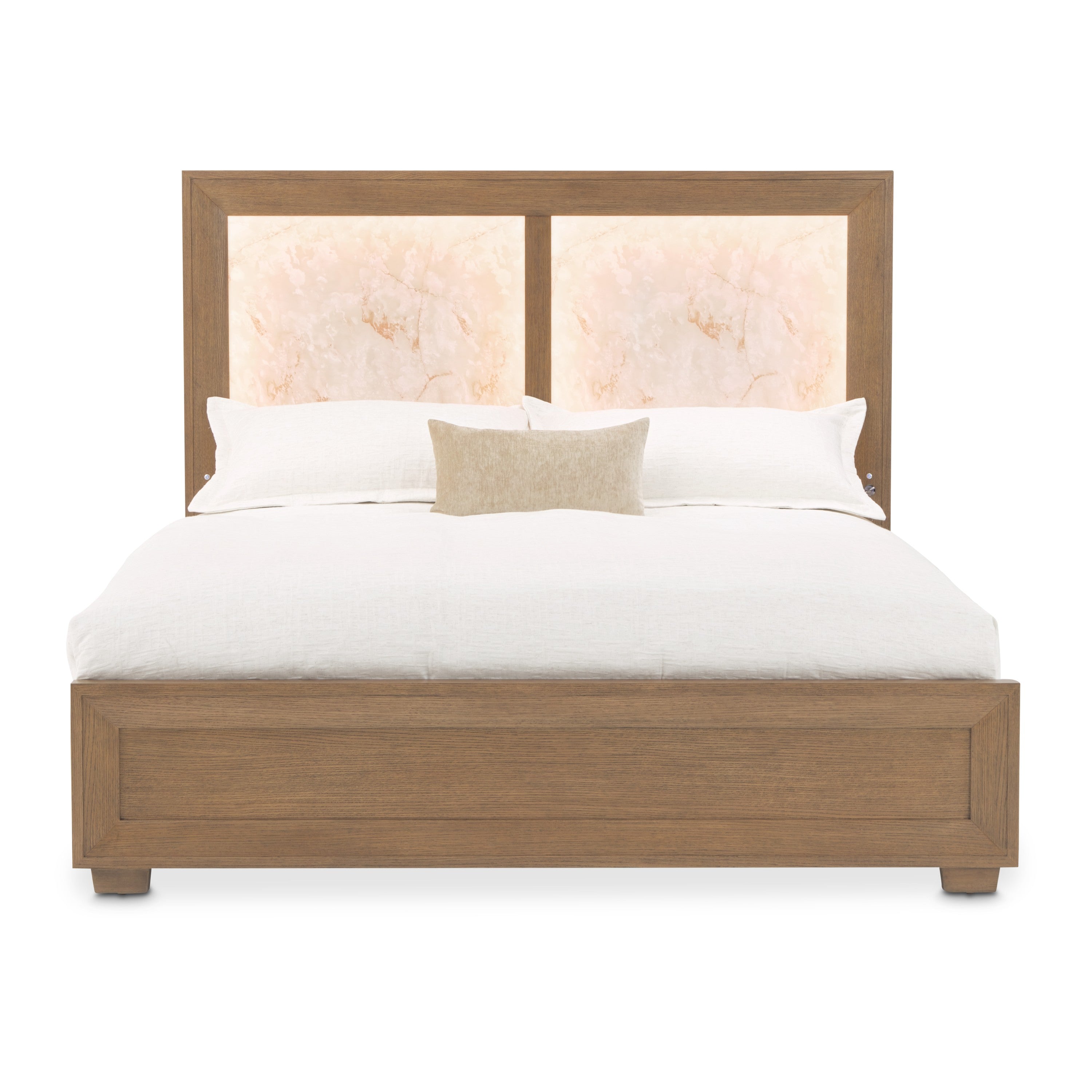 Michael Amini Portrait Panel Bed with LED Lights - Sienna Brown