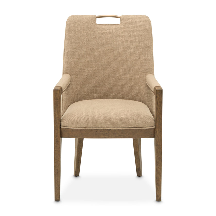 Michael Amini Portrait Dining Arm Chair - Toffee/Sienna Brown