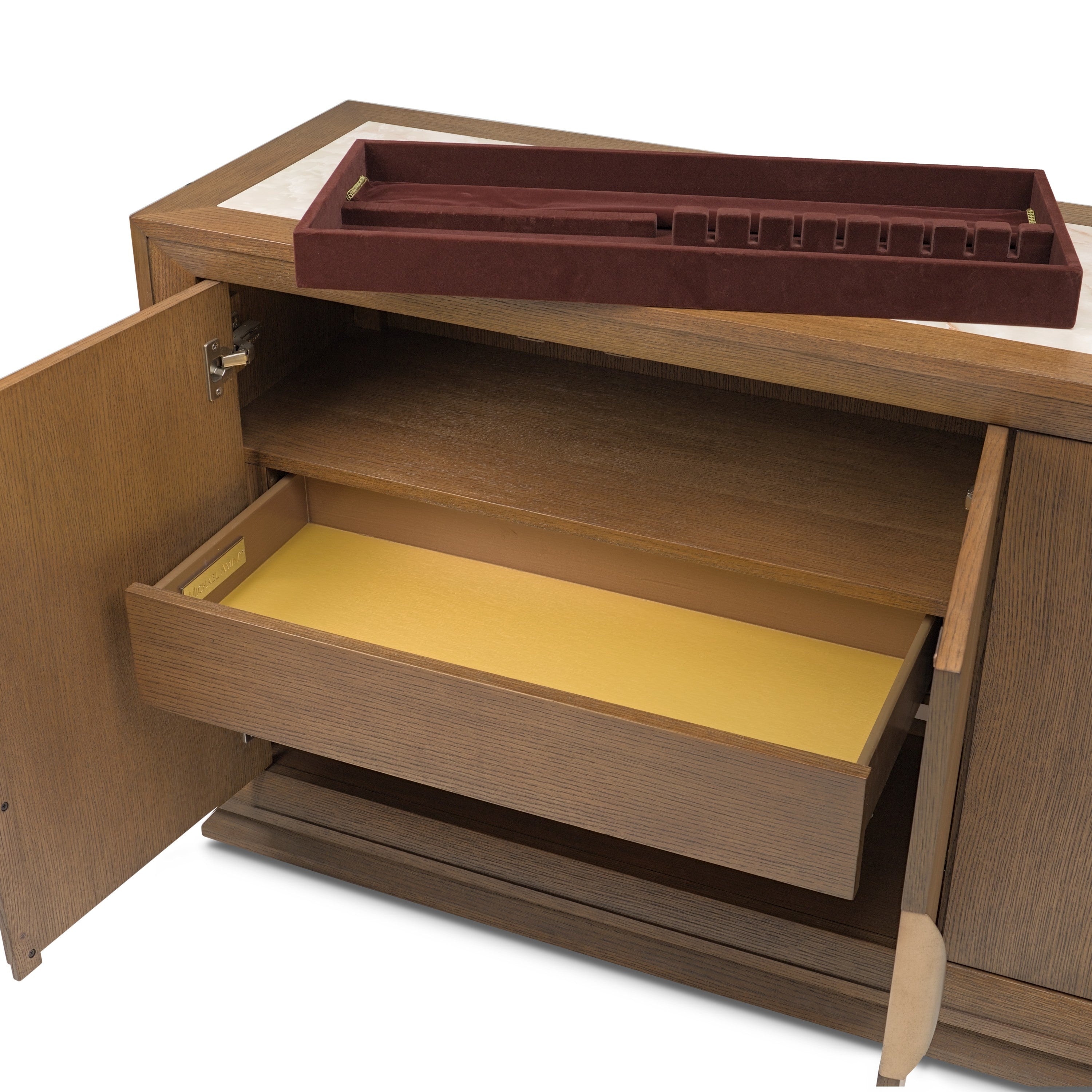 Michael Amini Portrait Sideboard with LED Lights - Sienna Brown