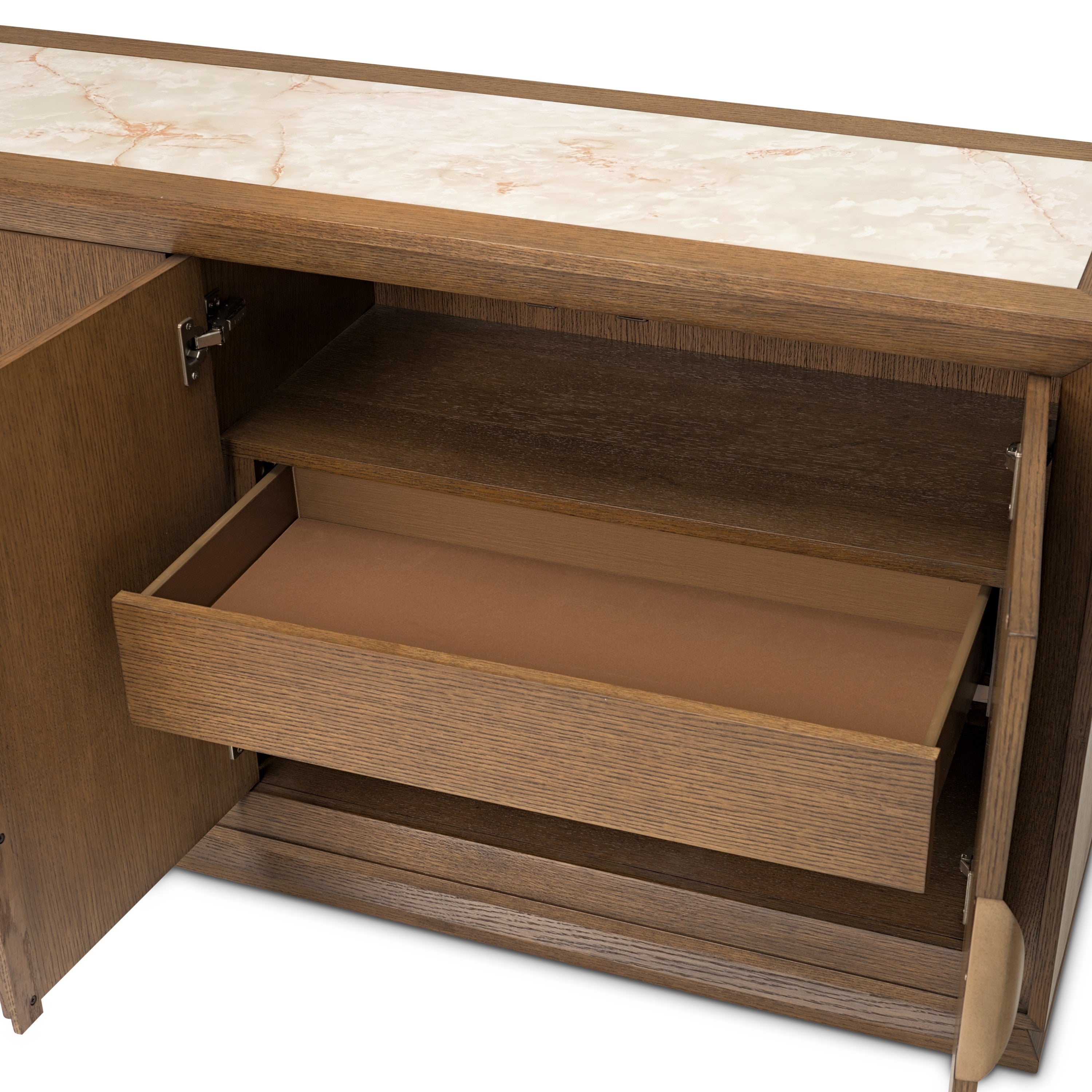 Michael Amini Portrait Sideboard with LED Lights - Sienna Brown