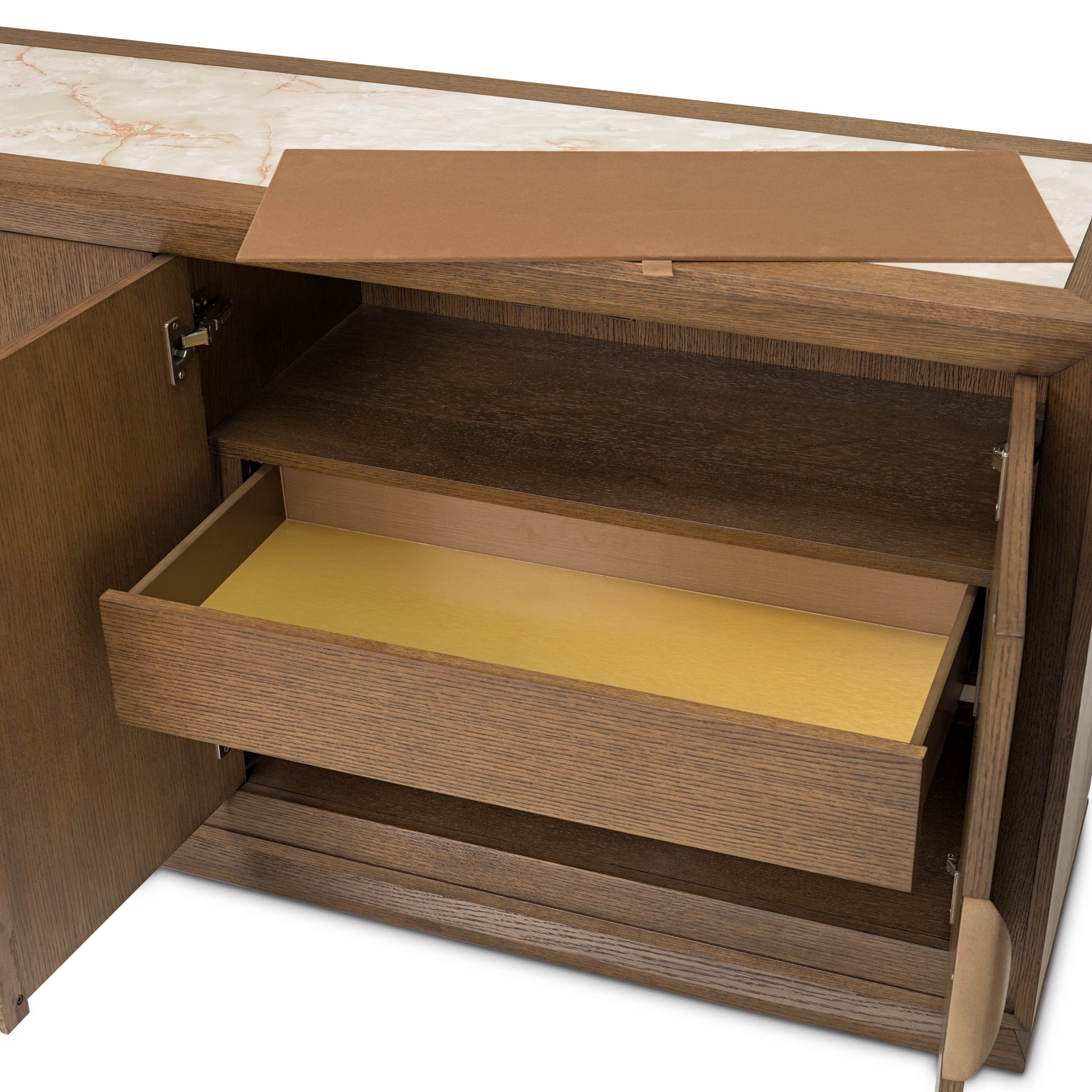 Michael Amini Portrait Sideboard with LED Lights - Sienna Brown