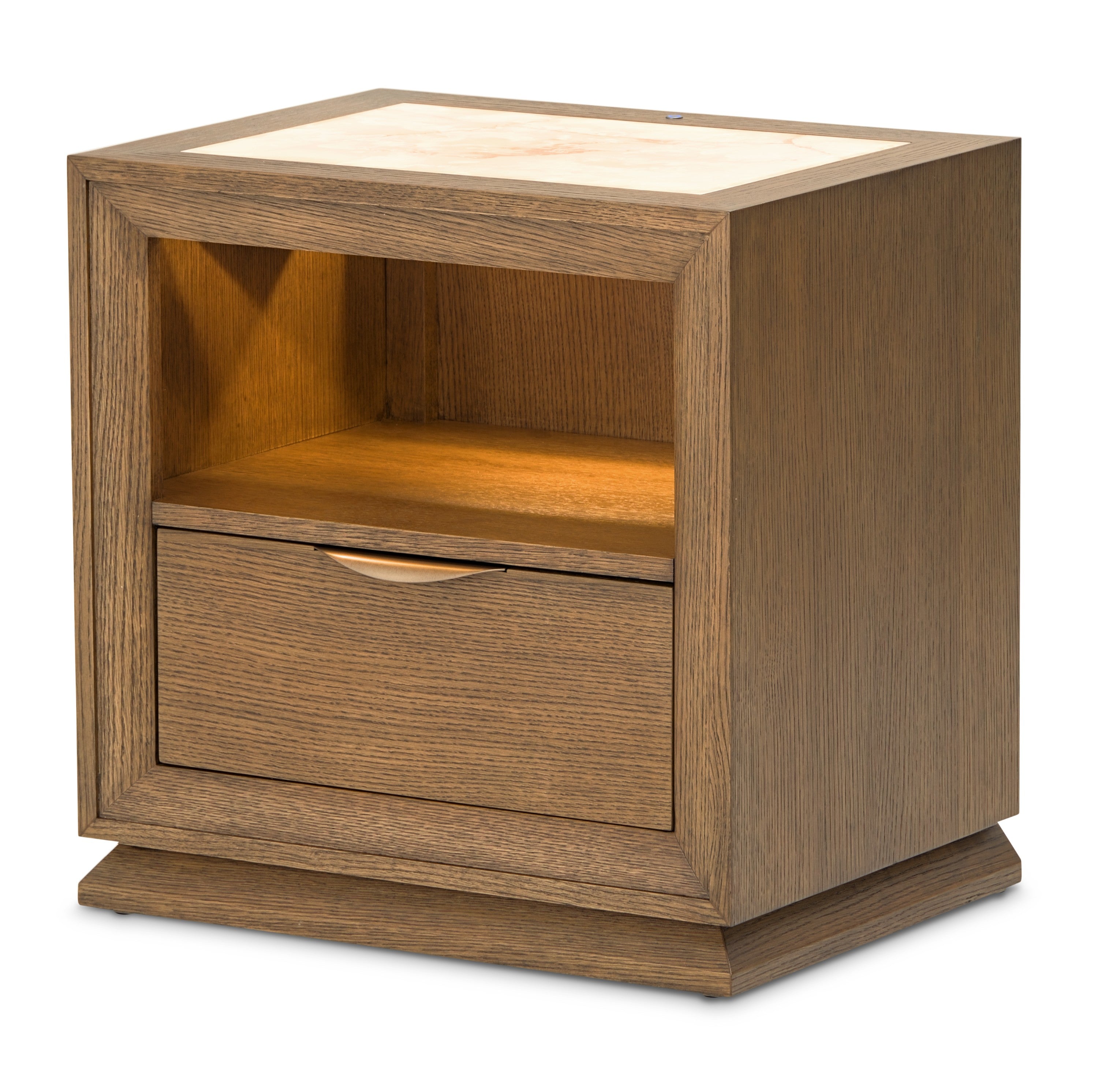 Michael Amini Portrait 1-Drawer Nightstand with LED Lights - Sienna Brown