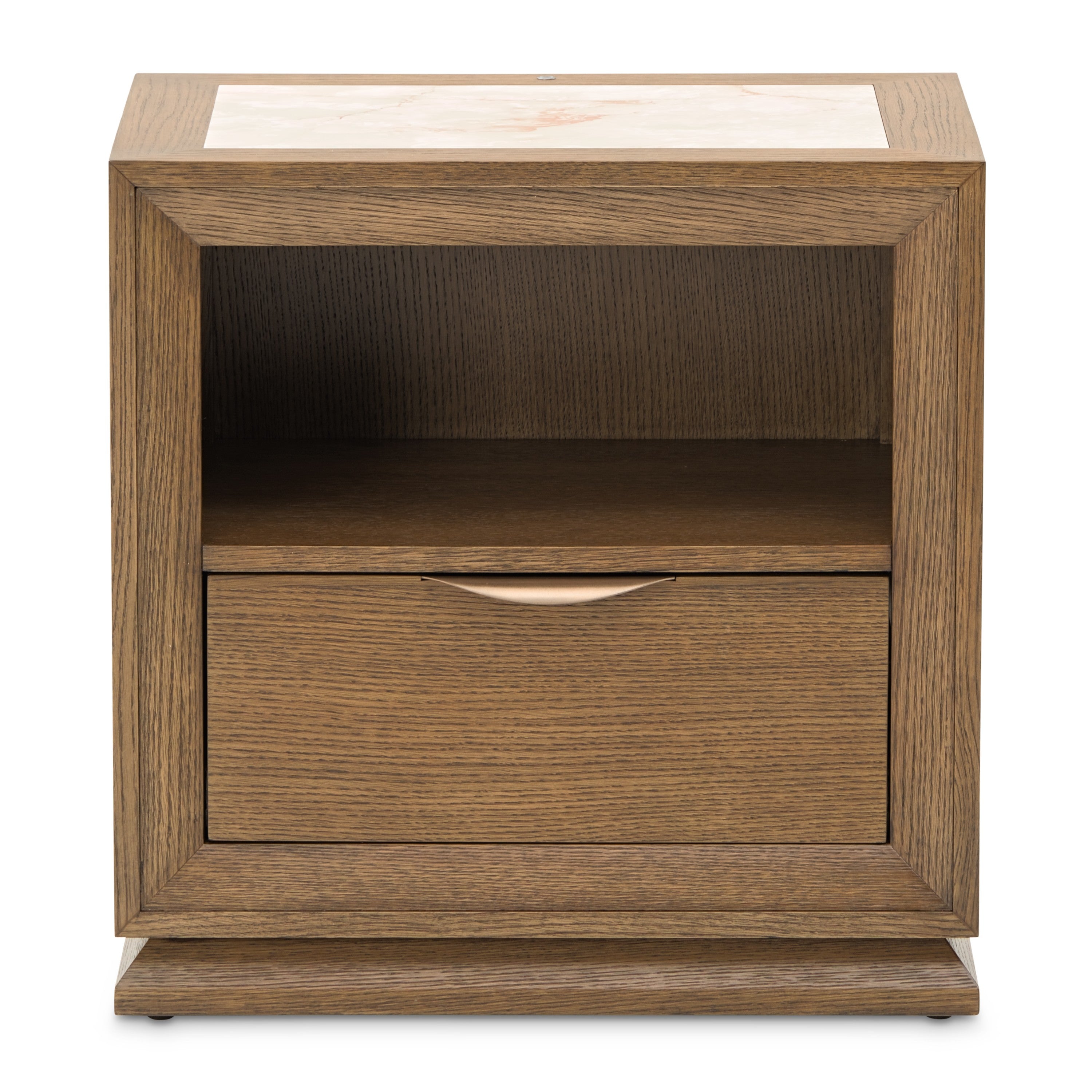 Michael Amini Portrait 1-Drawer Nightstand with LED Lights - Sienna Brown