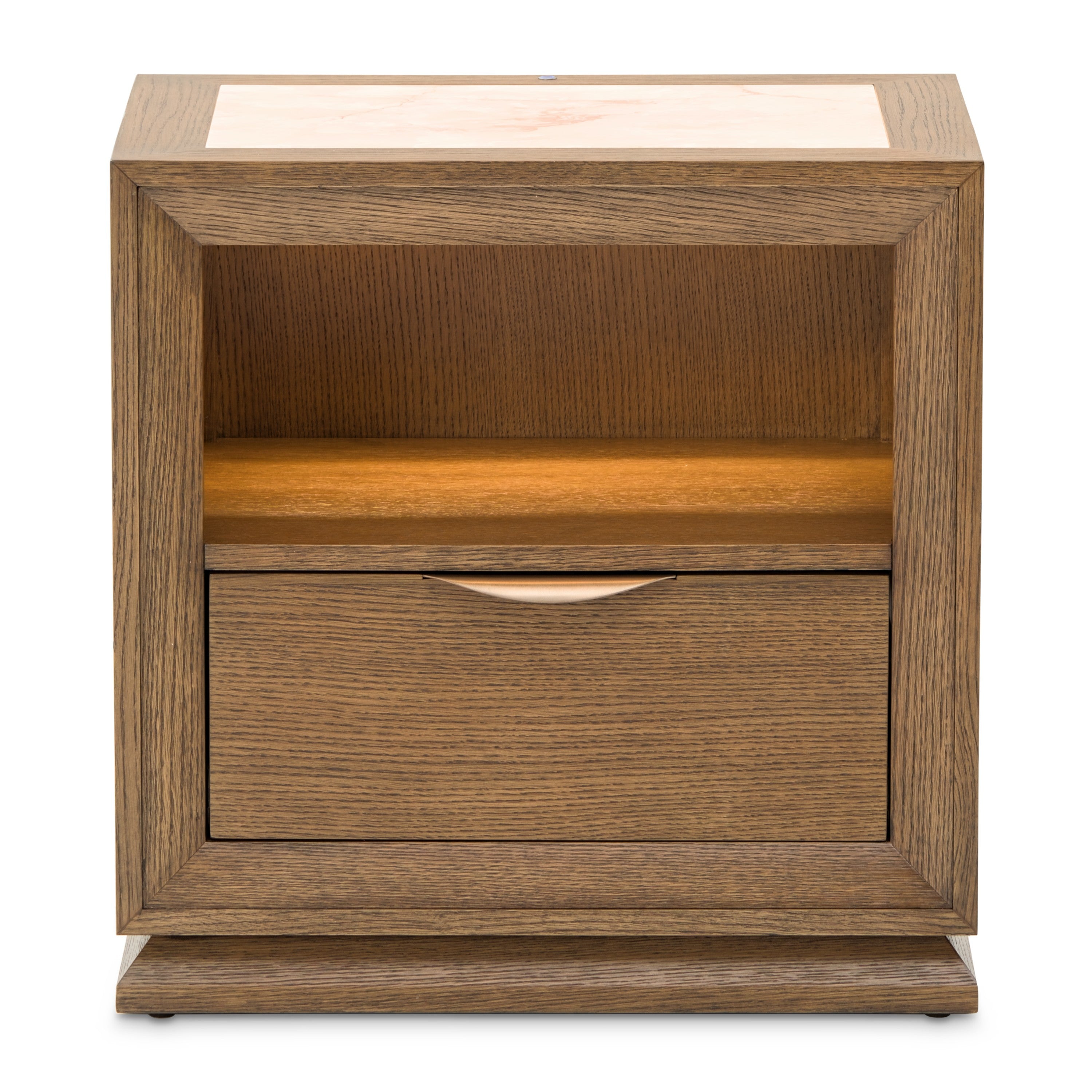 Michael Amini Portrait 1-Drawer Nightstand with LED Lights - Sienna Brown