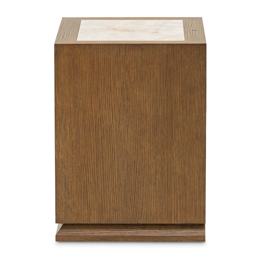 Michael Amini Portrait 1-Drawer Nightstand with LED Lights - Sienna Brown