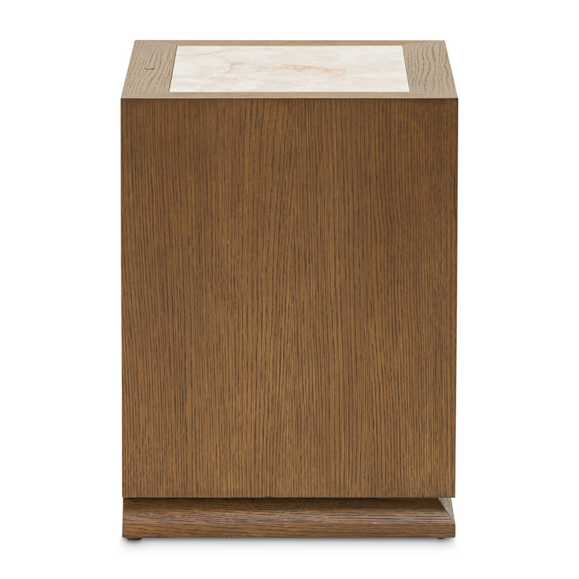 Michael Amini Portrait 1-Drawer Nightstand with LED Lights - Sienna Brown