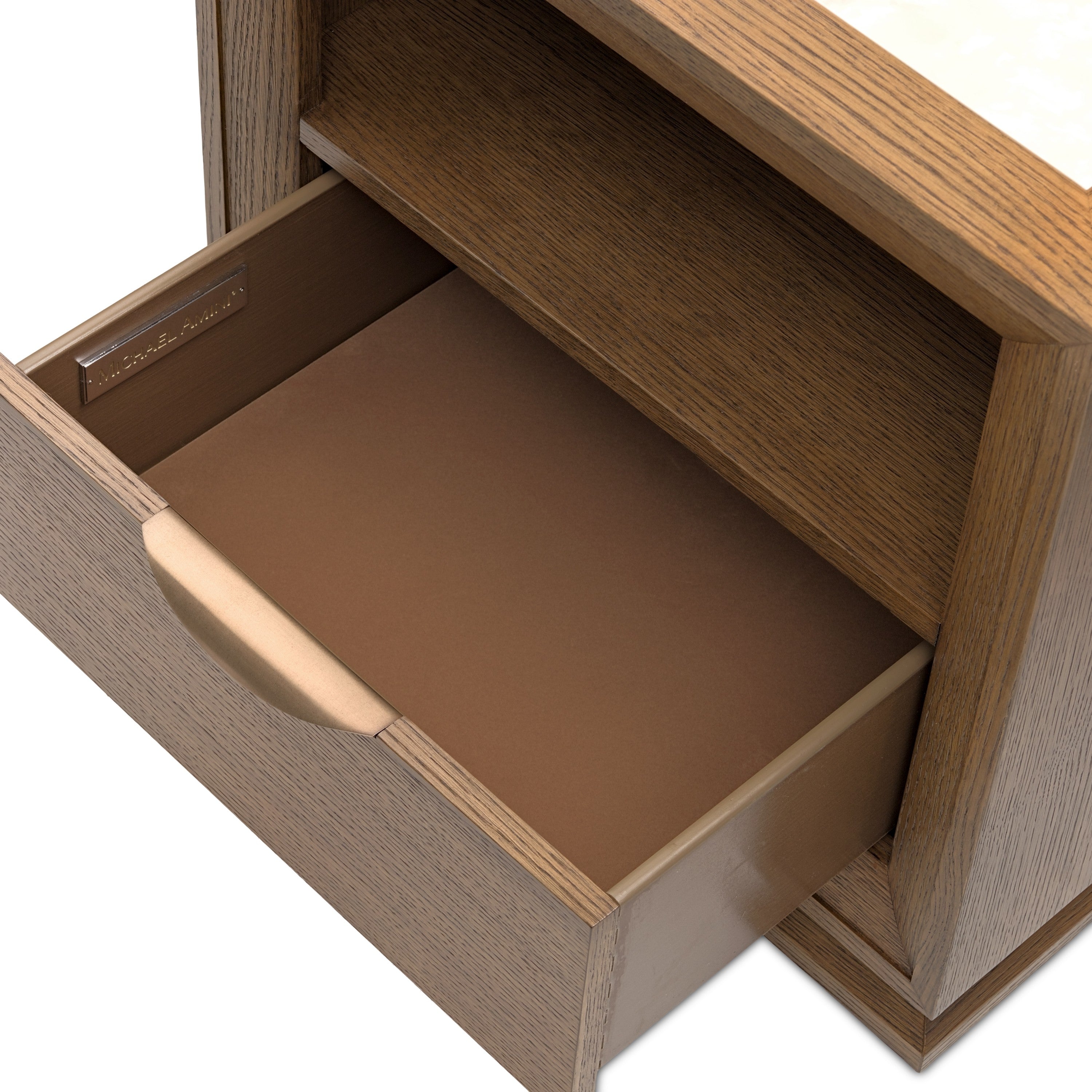 Michael Amini Portrait 1-Drawer Nightstand with LED Lights - Sienna Brown