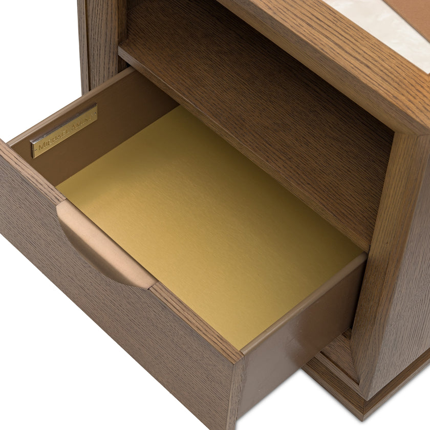 Michael Amini Portrait 1-Drawer Nightstand with LED Lights - Sienna Brown