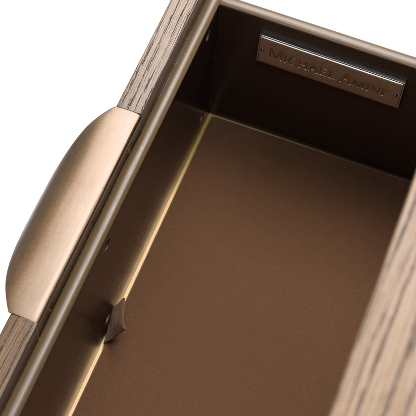 Michael Amini Portrait 1-Drawer Nightstand with LED Lights - Sienna Brown