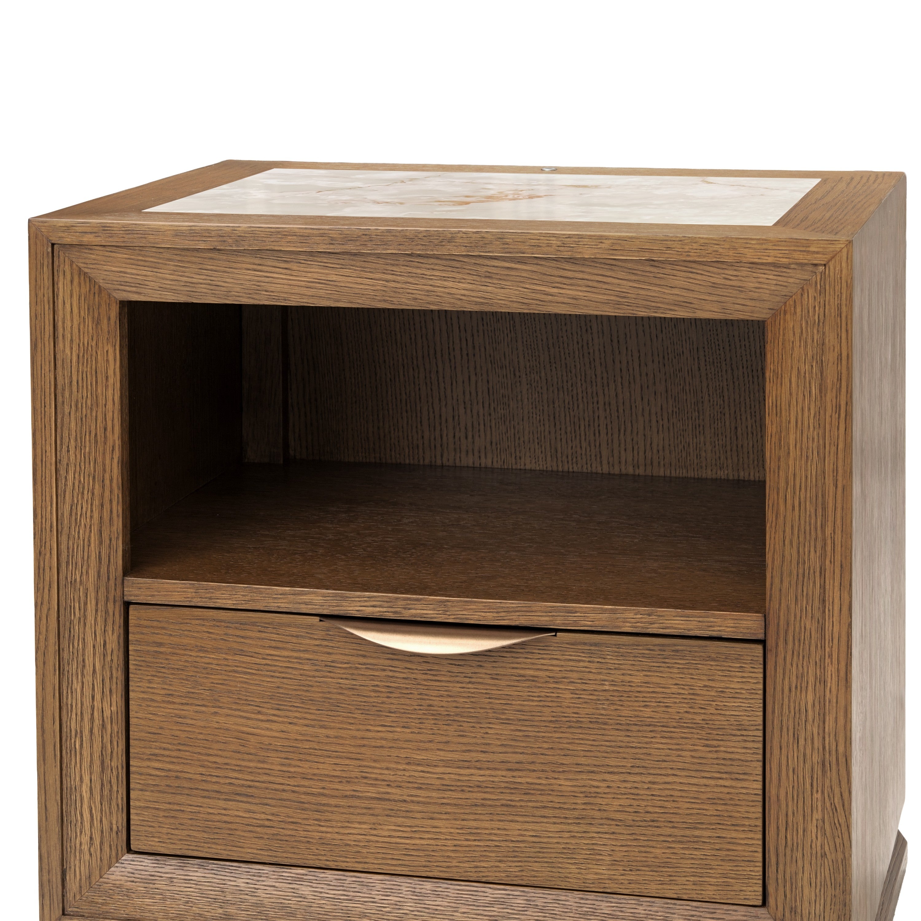 Michael Amini Portrait 1-Drawer Nightstand with LED Lights - Sienna Brown