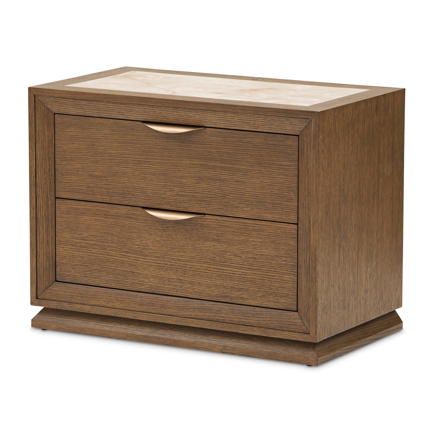 Michael Amini Portrait 2-Drawer Nightstand with LED Lights - Sienna Brown