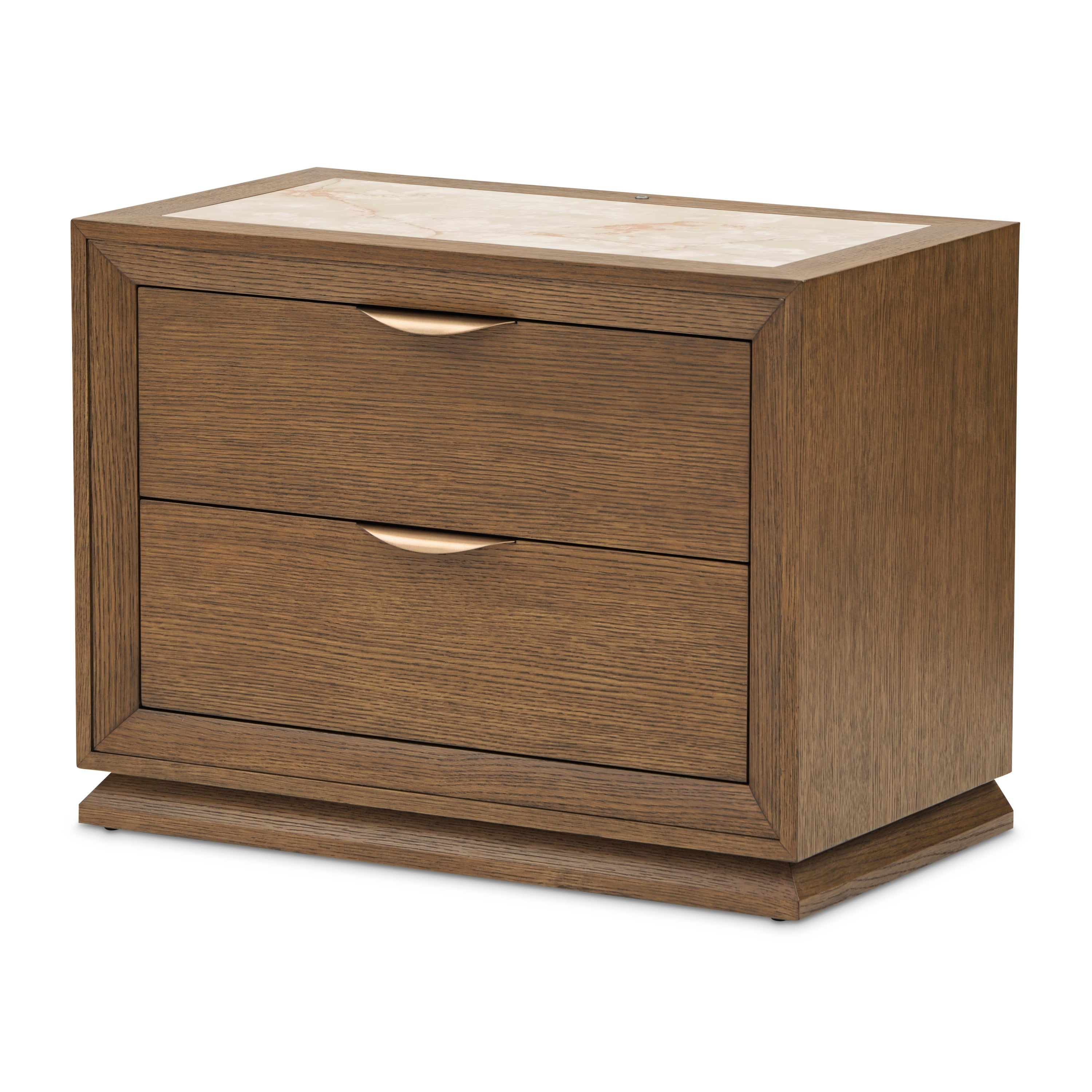 Michael Amini Portrait 2-Drawer Nightstand with LED Lights - Sienna Brown