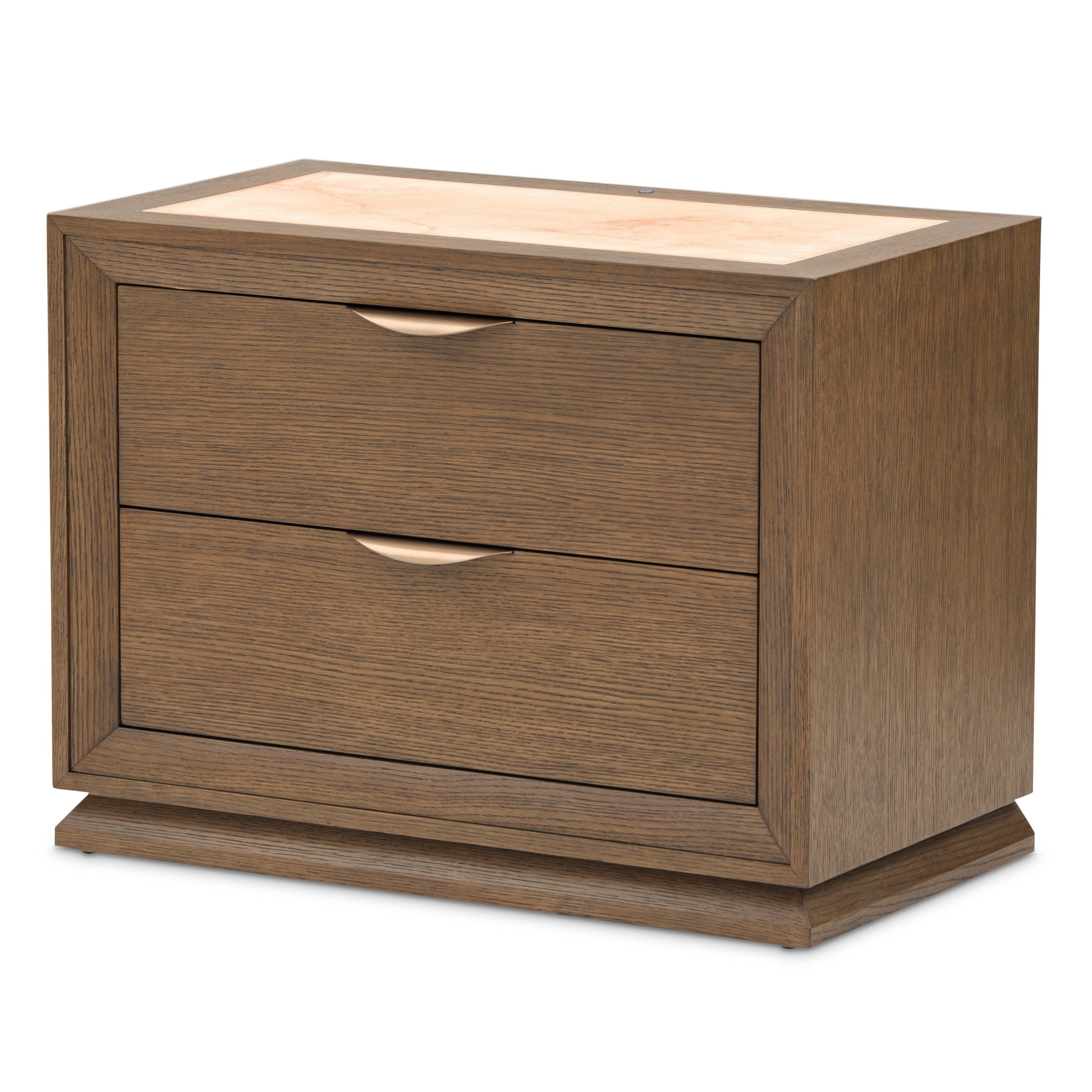 Michael Amini Portrait 2-Drawer Nightstand with LED Lights - Sienna Brown