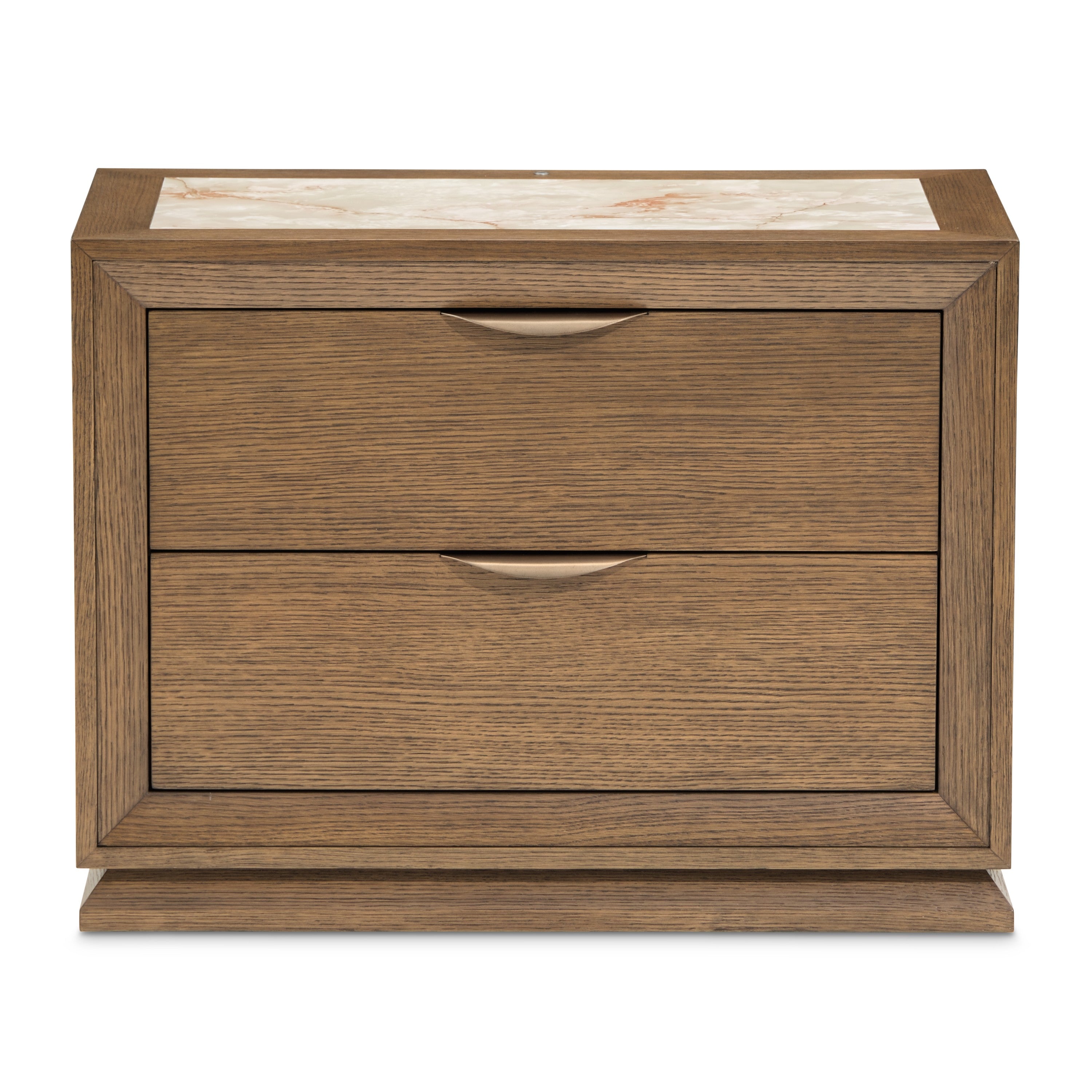 Michael Amini Portrait 2-Drawer Nightstand with LED Lights - Sienna Brown