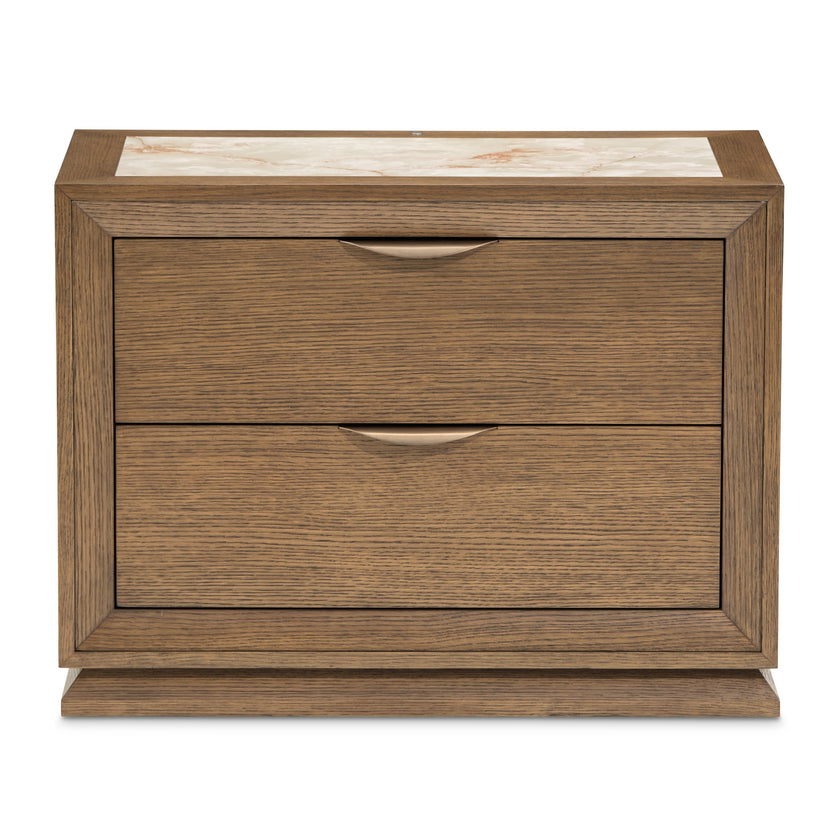 Michael Amini Portrait 2-Drawer Nightstand with LED Lights - Sienna Brown