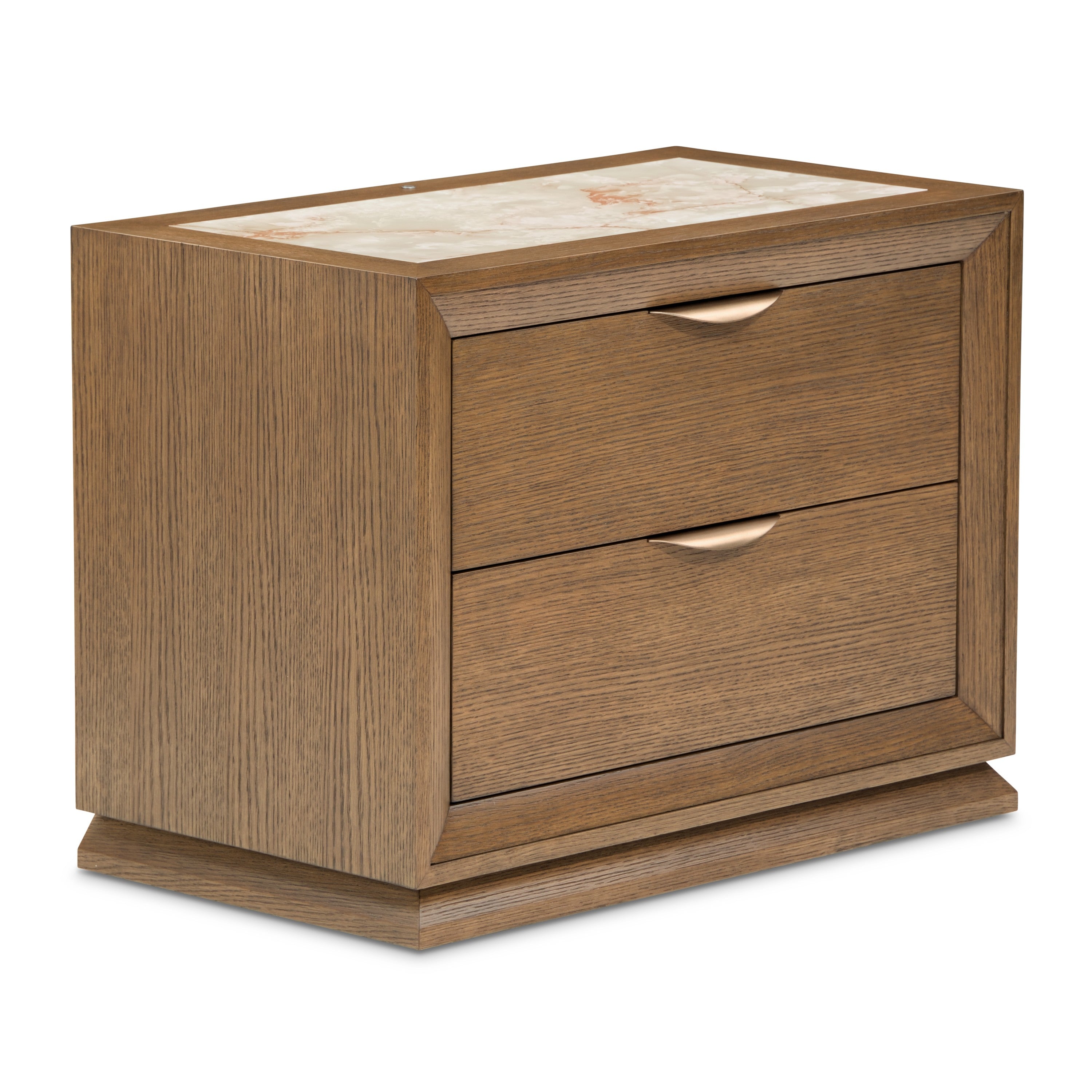 Michael Amini Portrait 2-Drawer Nightstand with LED Lights - Sienna Brown