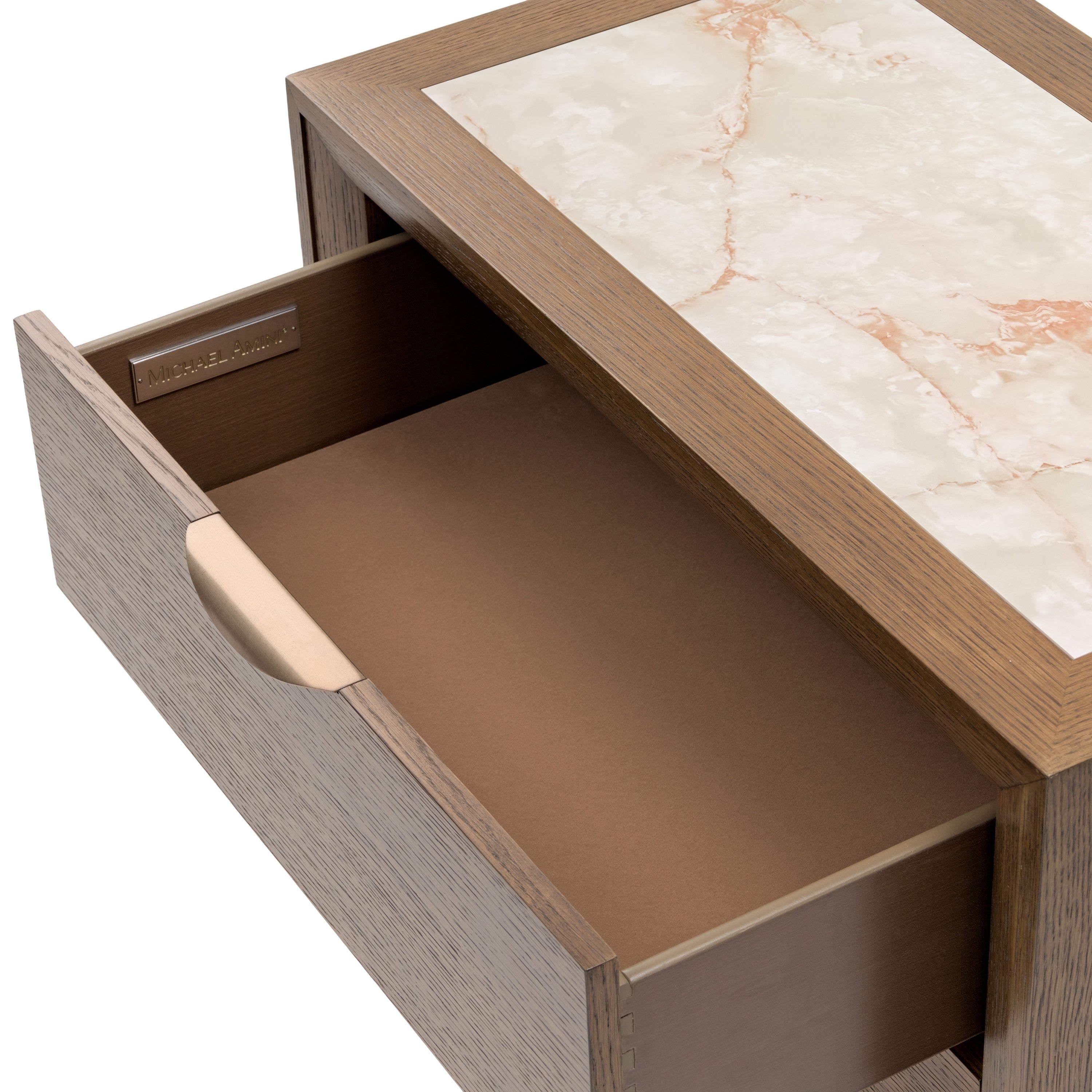 Michael Amini Portrait 2-Drawer Nightstand with LED Lights - Sienna Brown