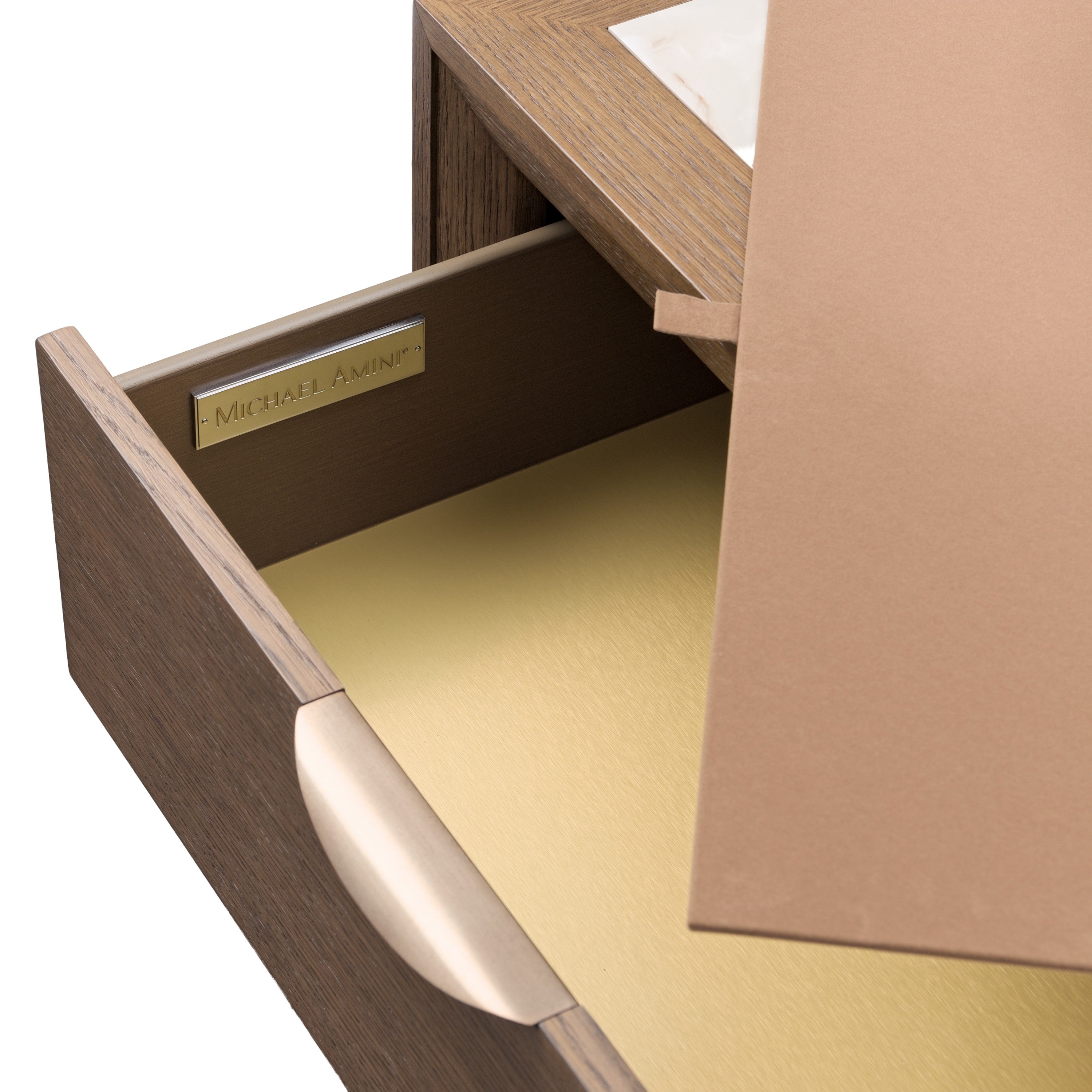 Michael Amini Portrait 2-Drawer Nightstand with LED Lights - Sienna Brown