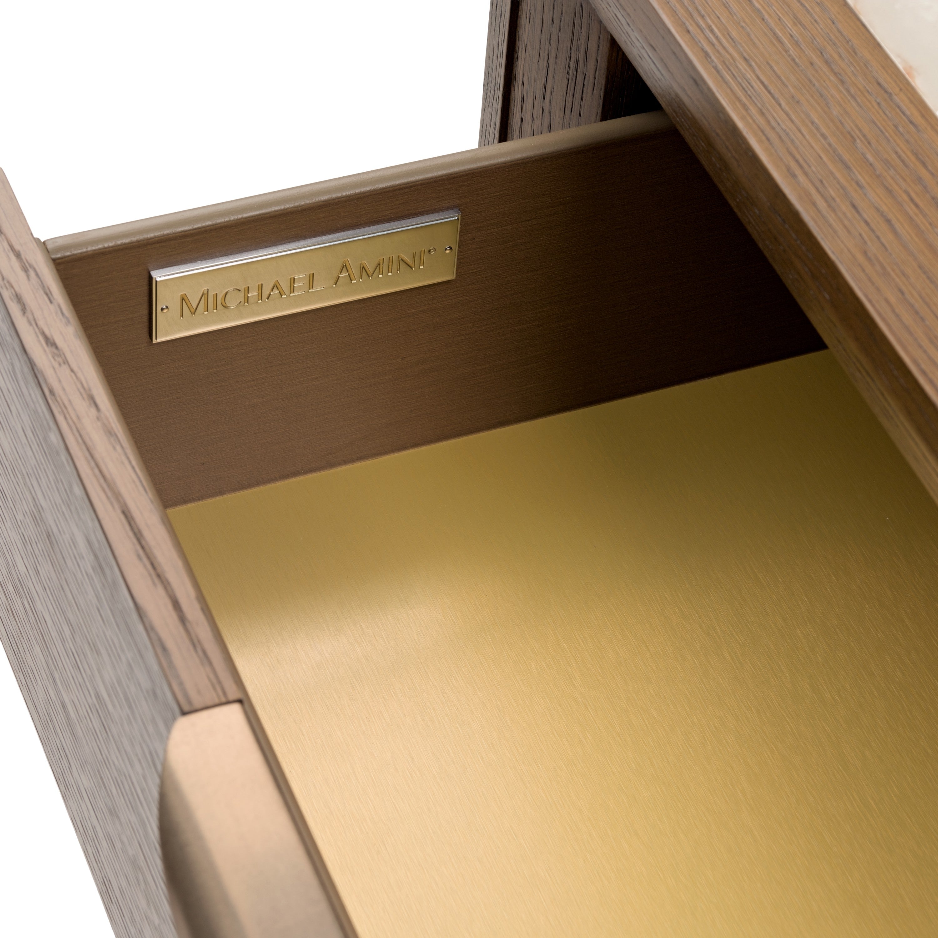 Michael Amini Portrait 2-Drawer Nightstand with LED Lights - Sienna Brown