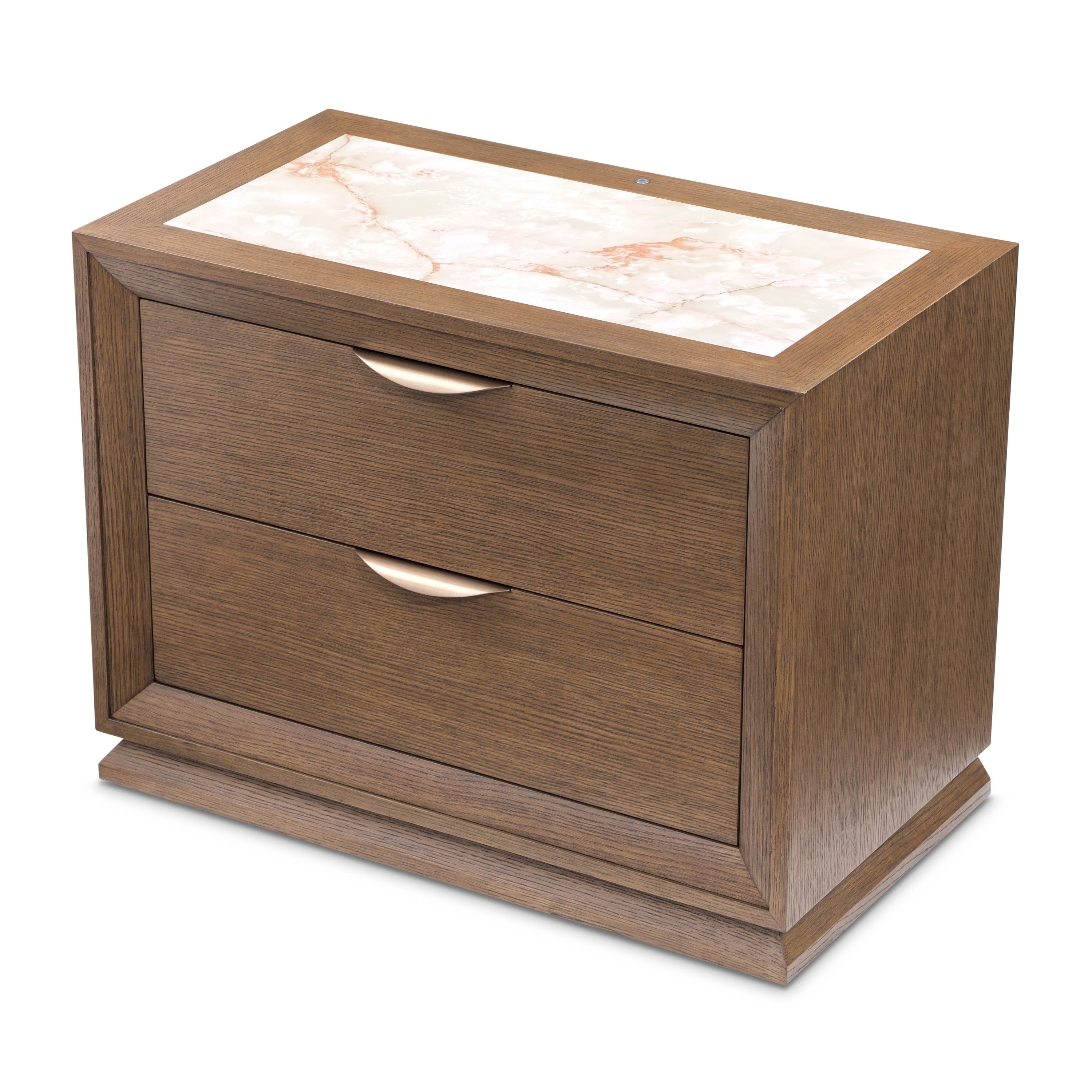 Michael Amini Portrait 2-Drawer Nightstand with LED Lights - Sienna Brown