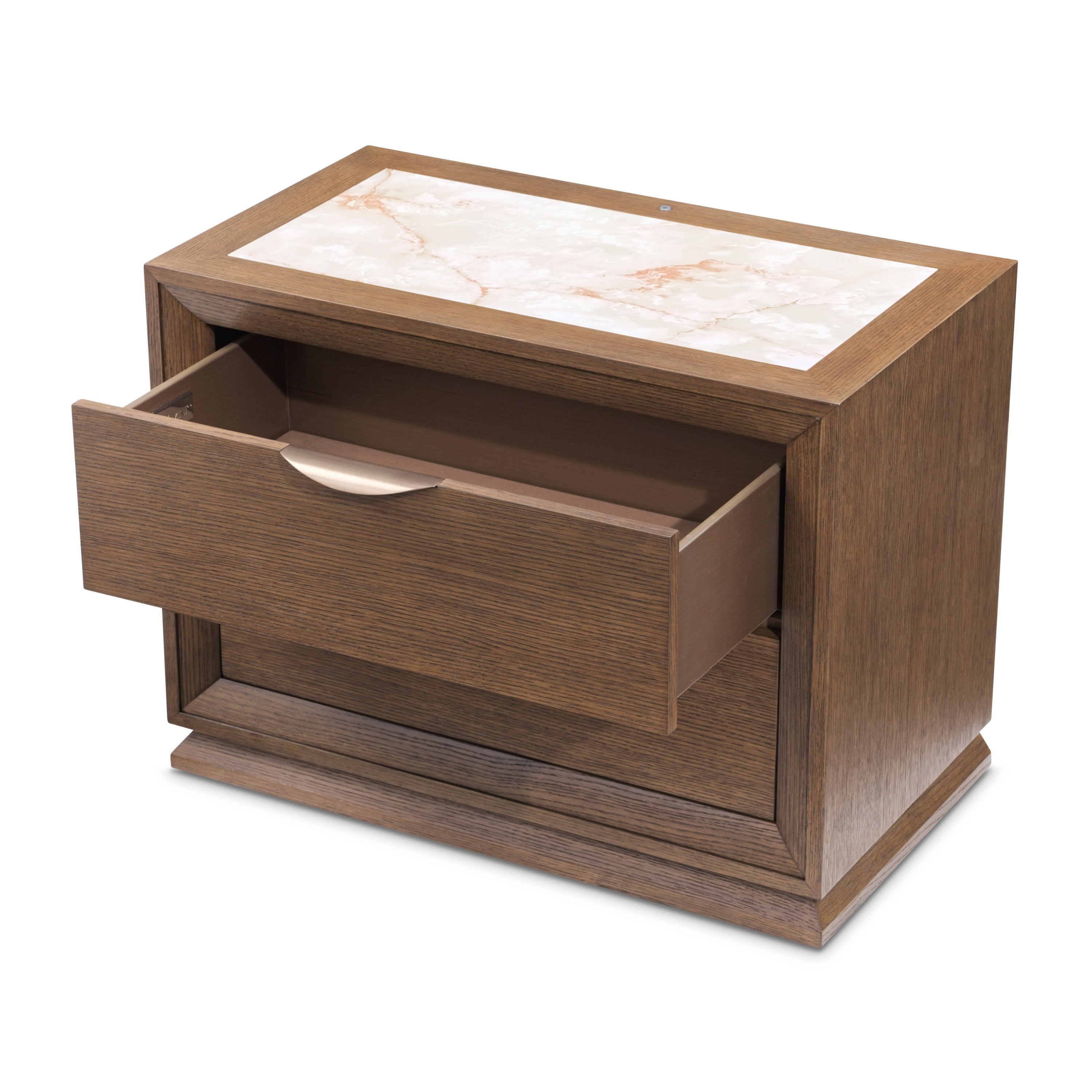 Michael Amini Portrait 2-Drawer Nightstand with LED Lights - Sienna Brown