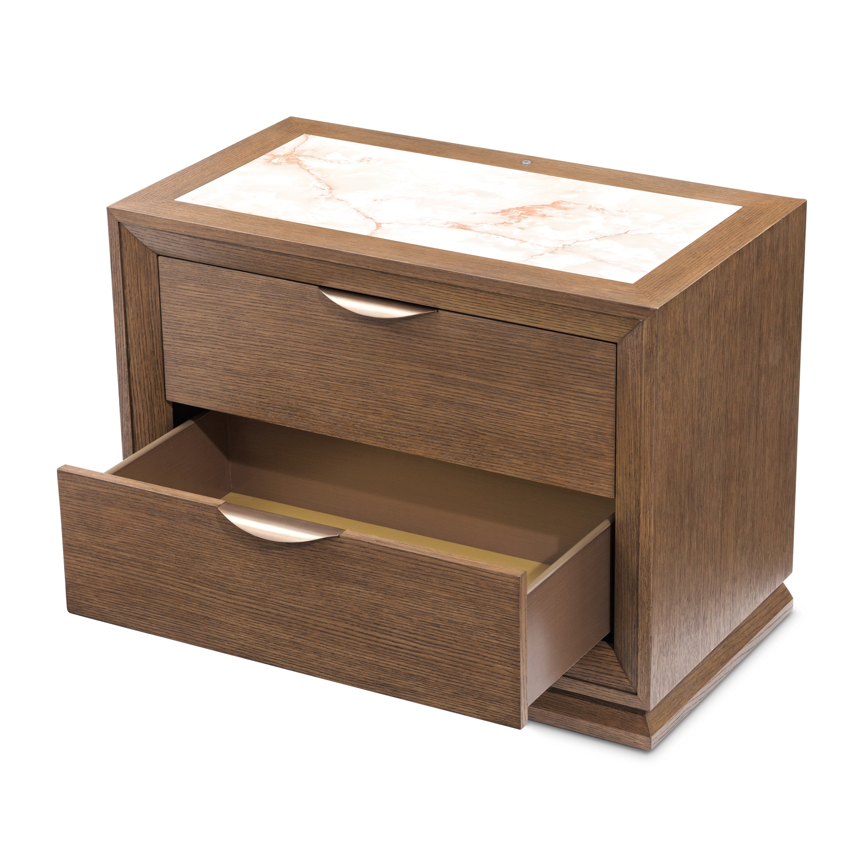 Michael Amini Portrait 2-Drawer Nightstand with LED Lights - Sienna Brown