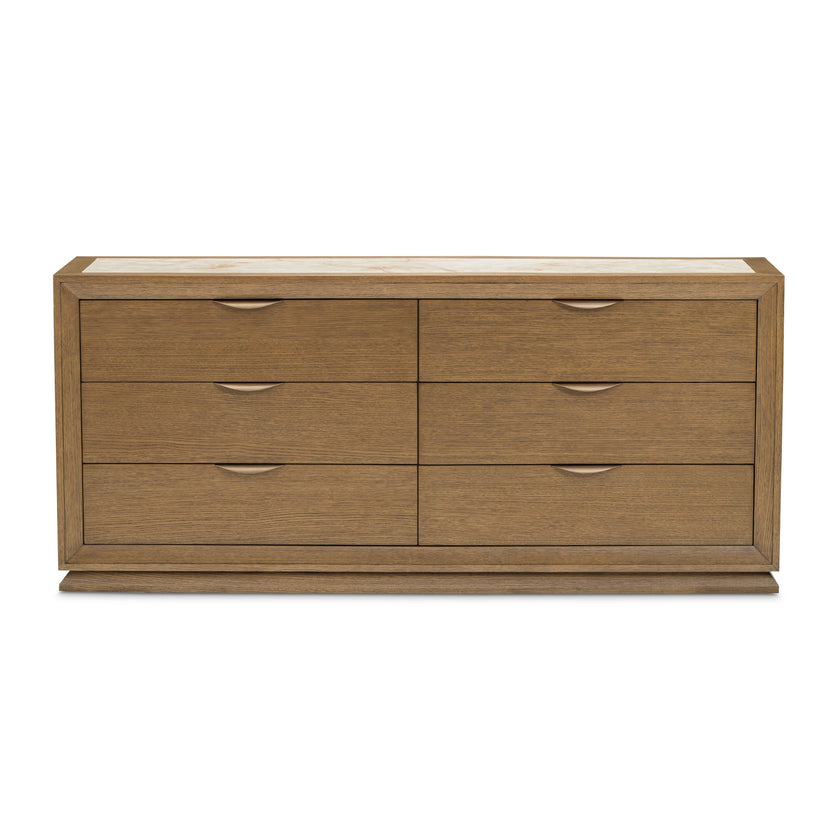 Michael Amini Portrait Dresser with LED Lights - Sienna Brown