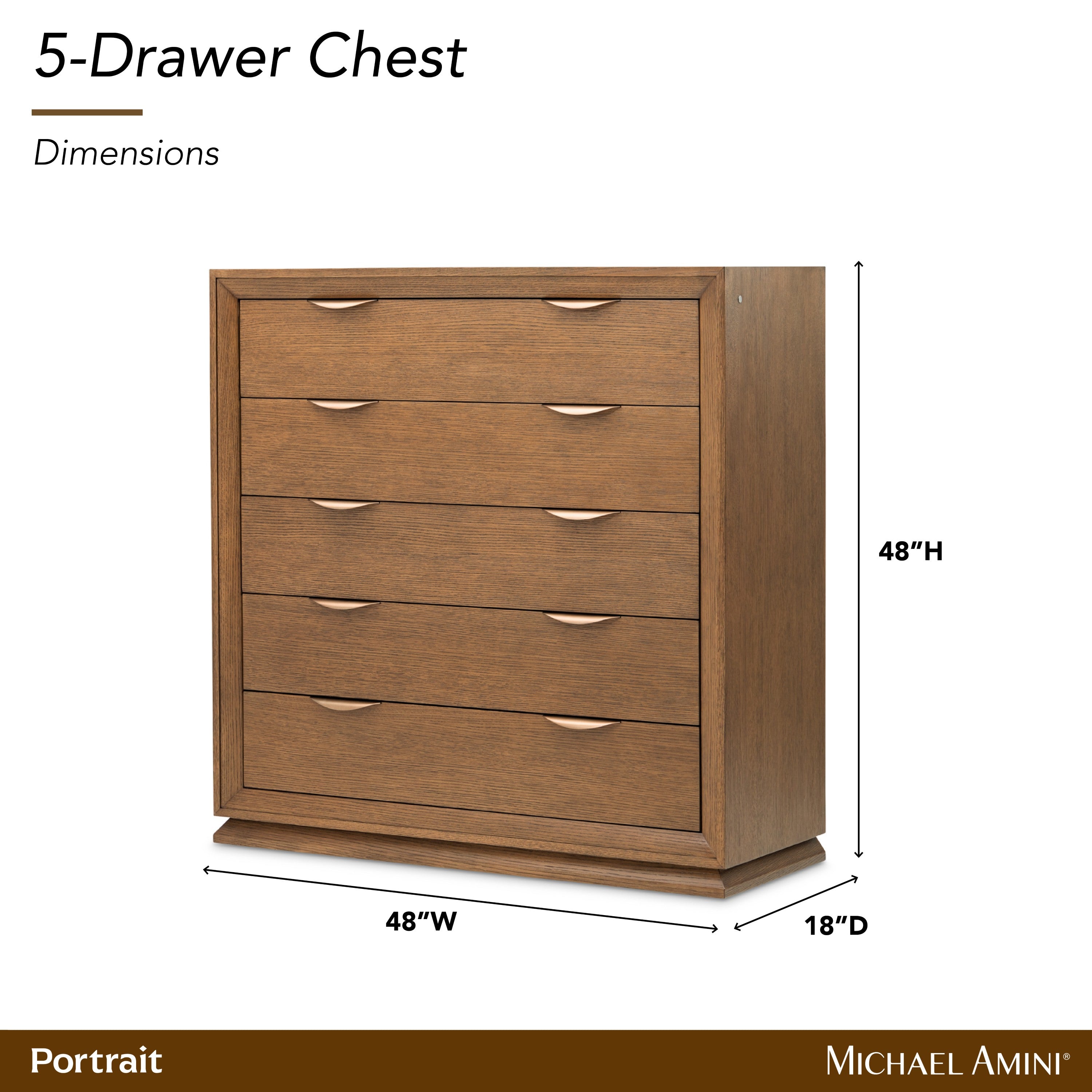 Michael Amini Portrait 5-Drawer Chest with LED Lights - Sienna Brown