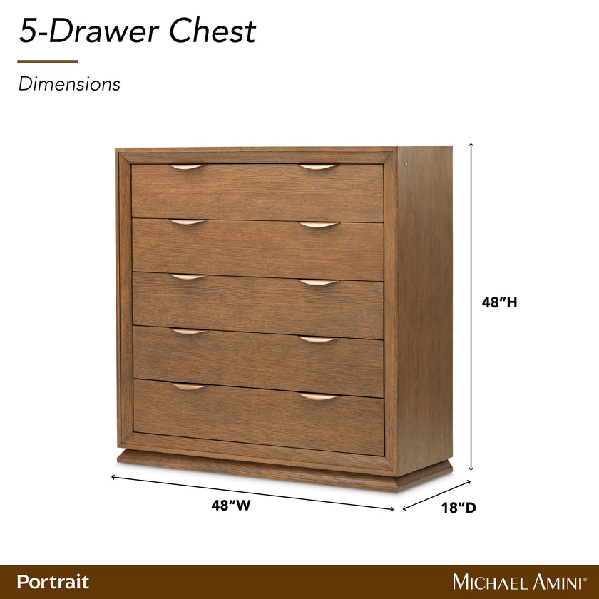 Michael Amini Portrait 5-Drawer Chest with LED Lights - Sienna Brown