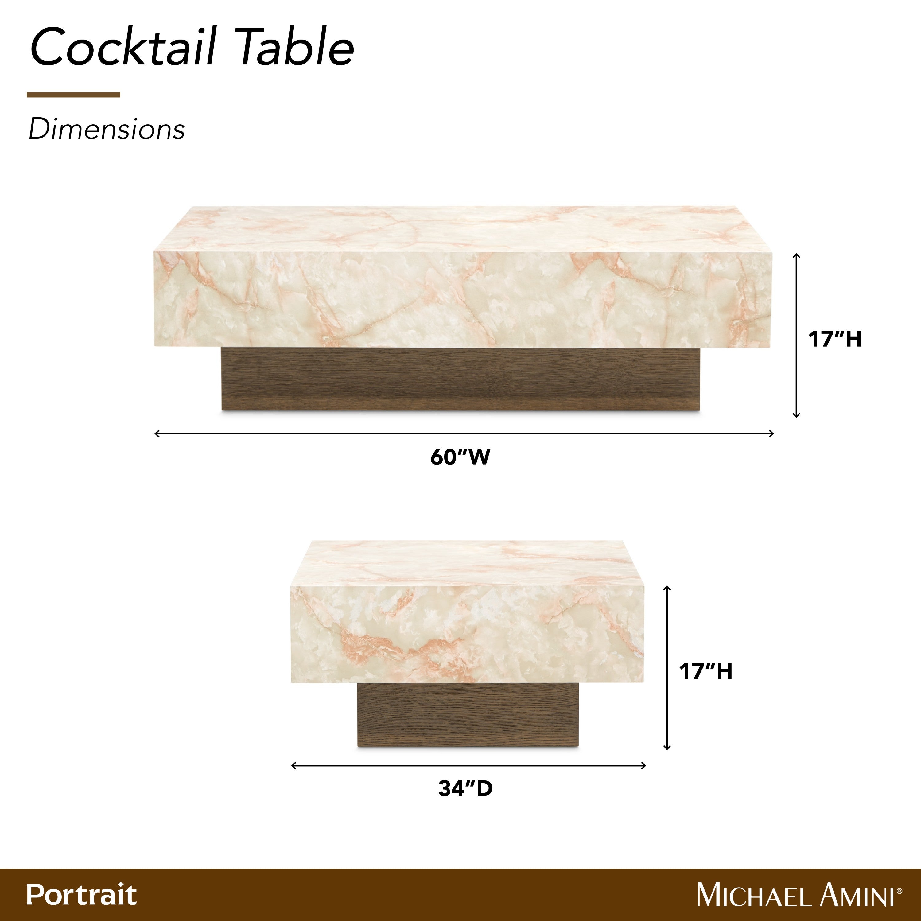 Michael Amini Portrait Cocktail Table - Sienna Brown