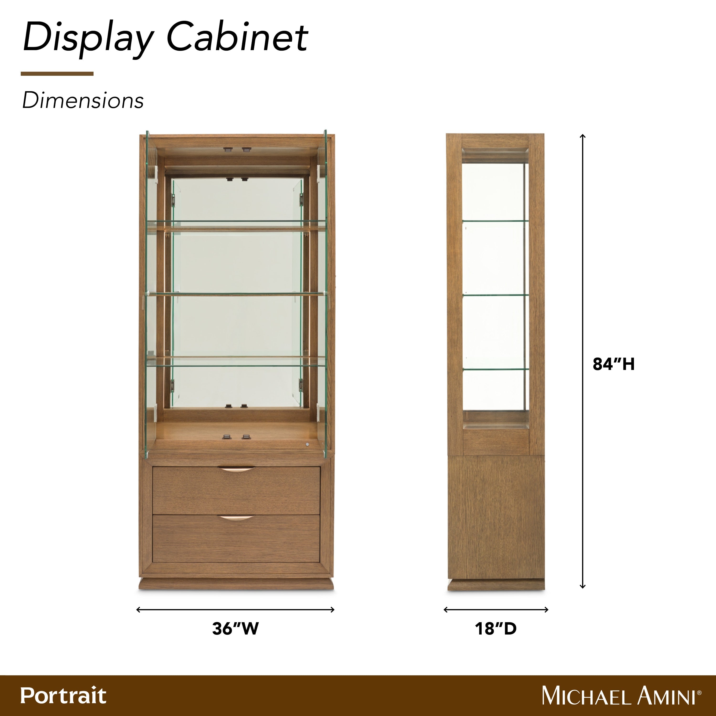 Michael Amini Portrait Display Cabinet - Sienna Brown