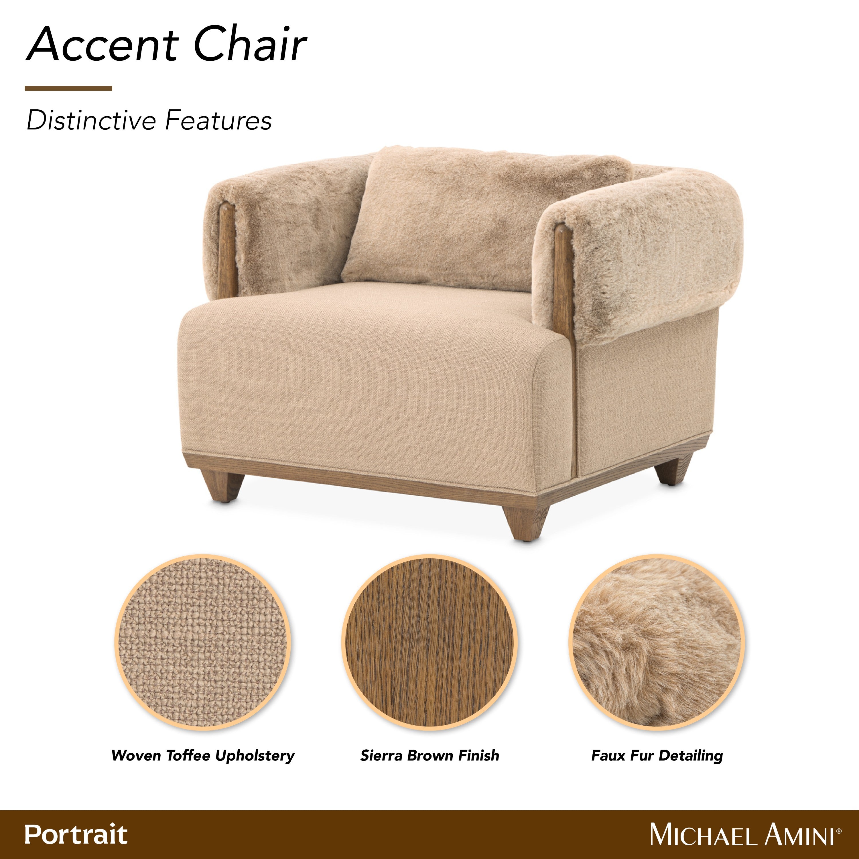 Michael Amini Portrait Accent Chair, Toffee - Sienna Brown