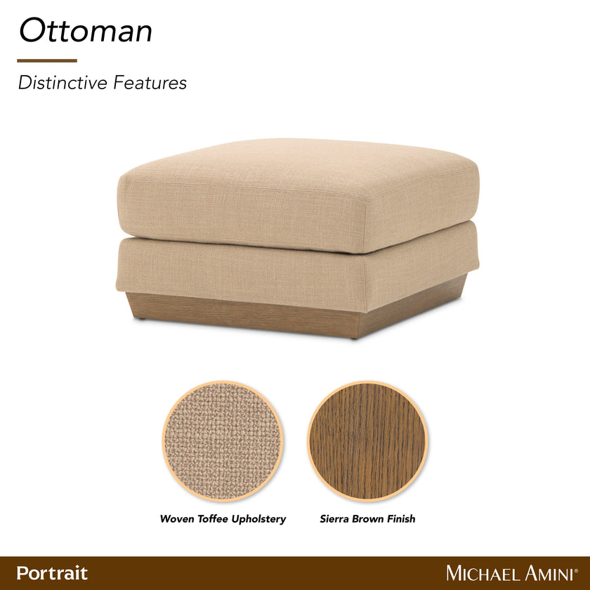 Michael Amini Portrait Ottoman - Toffee/Sienna Brown
