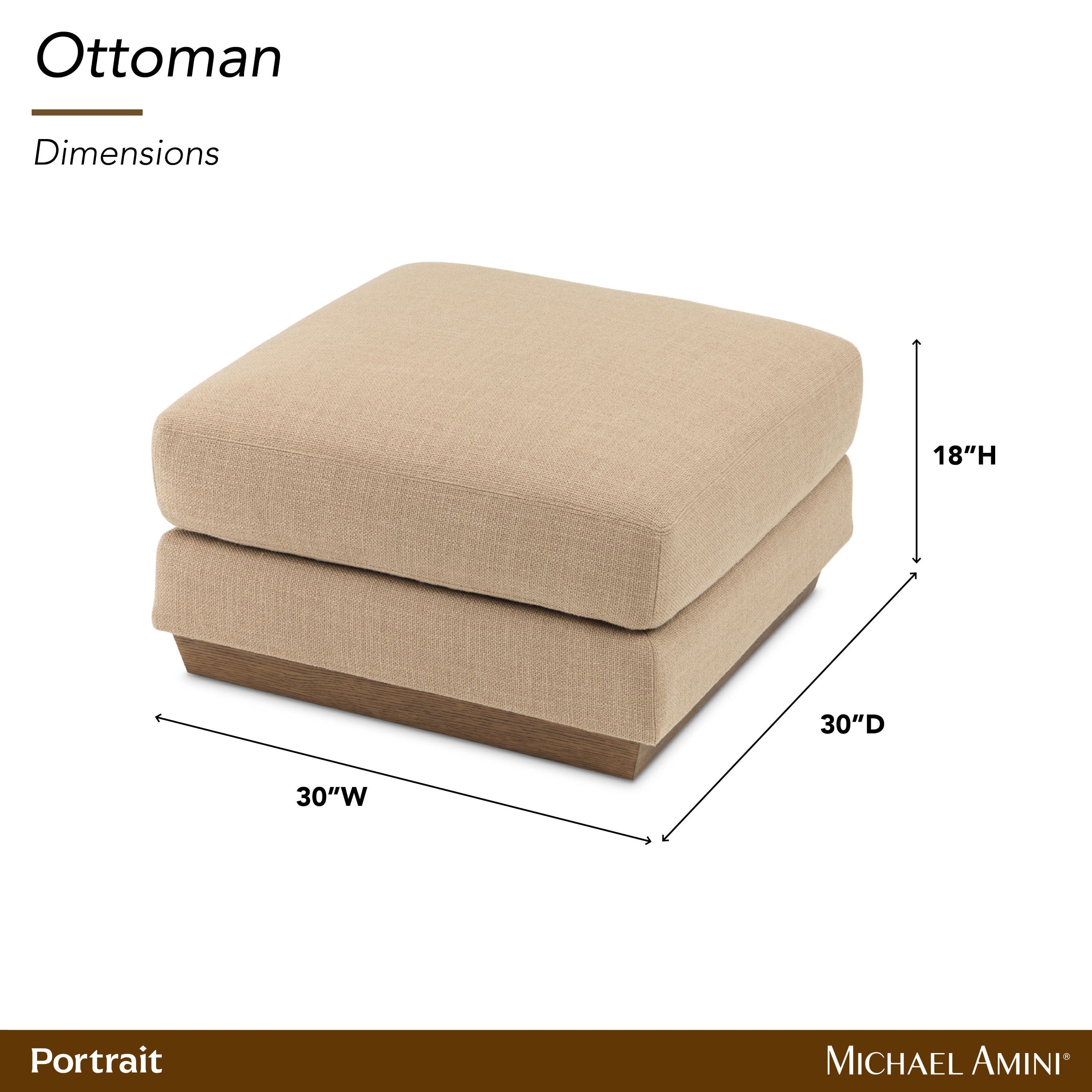 Michael Amini Portrait Ottoman - Toffee/Sienna Brown
