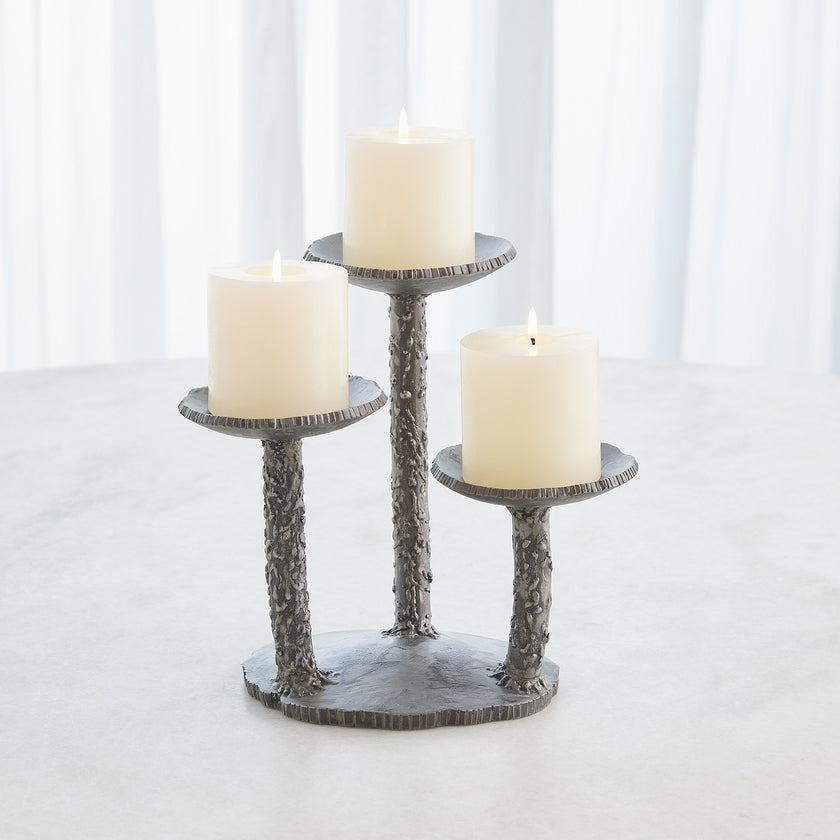 Global Views Forest Blossom Candle Holder Natural Iron