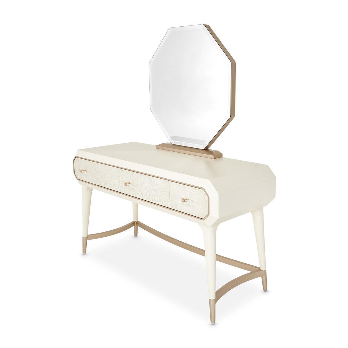 Michael Amini La Rachelle Vanity and Mirror Set - Champagne