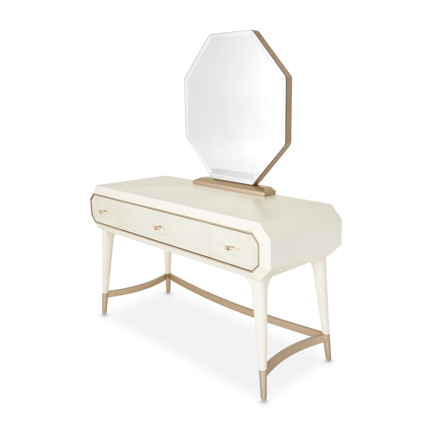 Michael Amini La Rachelle Vanity and Mirror Set - Champagne