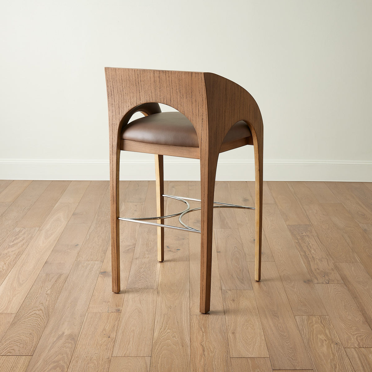Global Views Arches Bar Stool-Nutmeg/Champagne