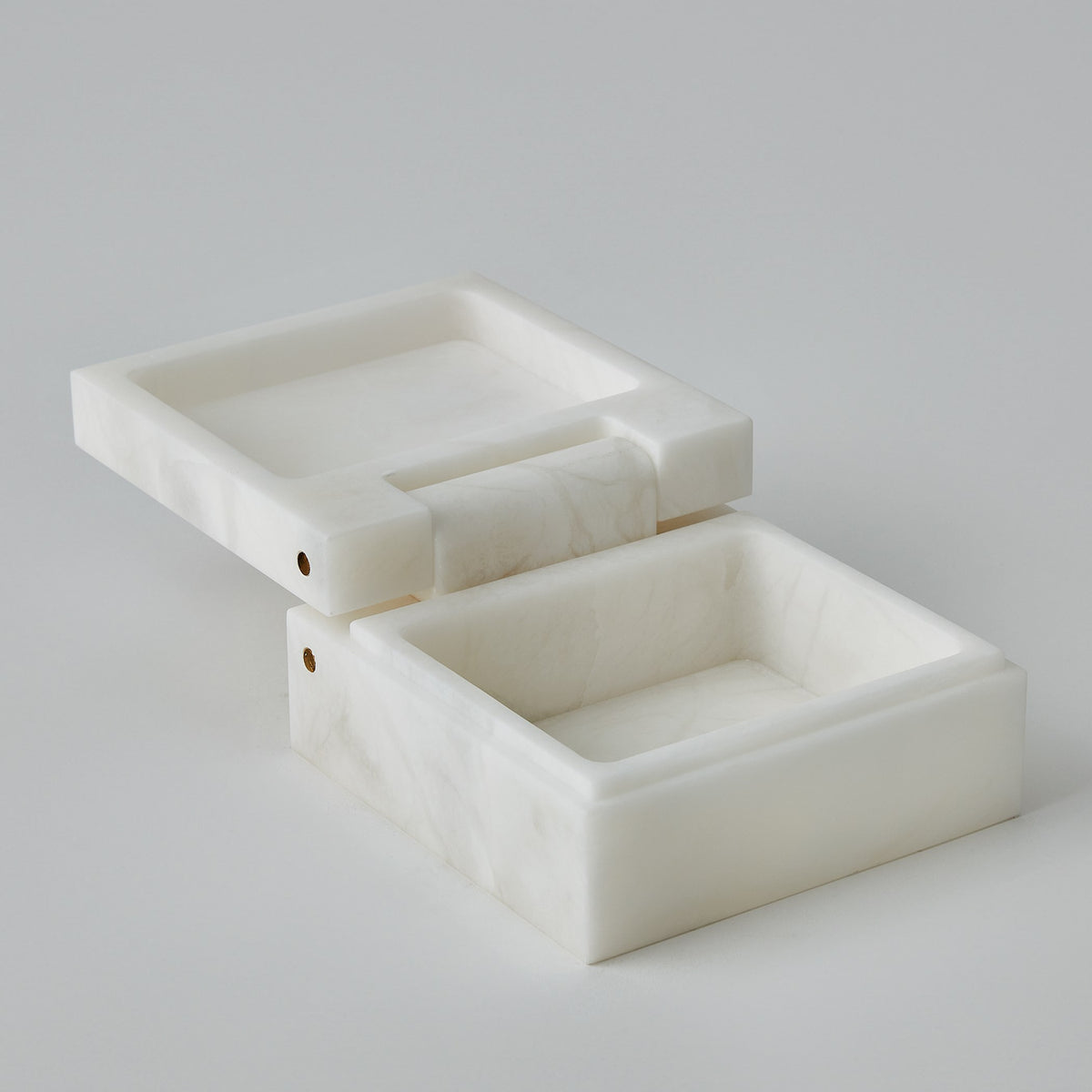 Global Views Hinged Alabaster Box White
