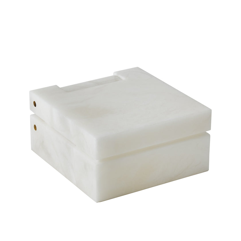 Global Views Hinged Alabaster Box White