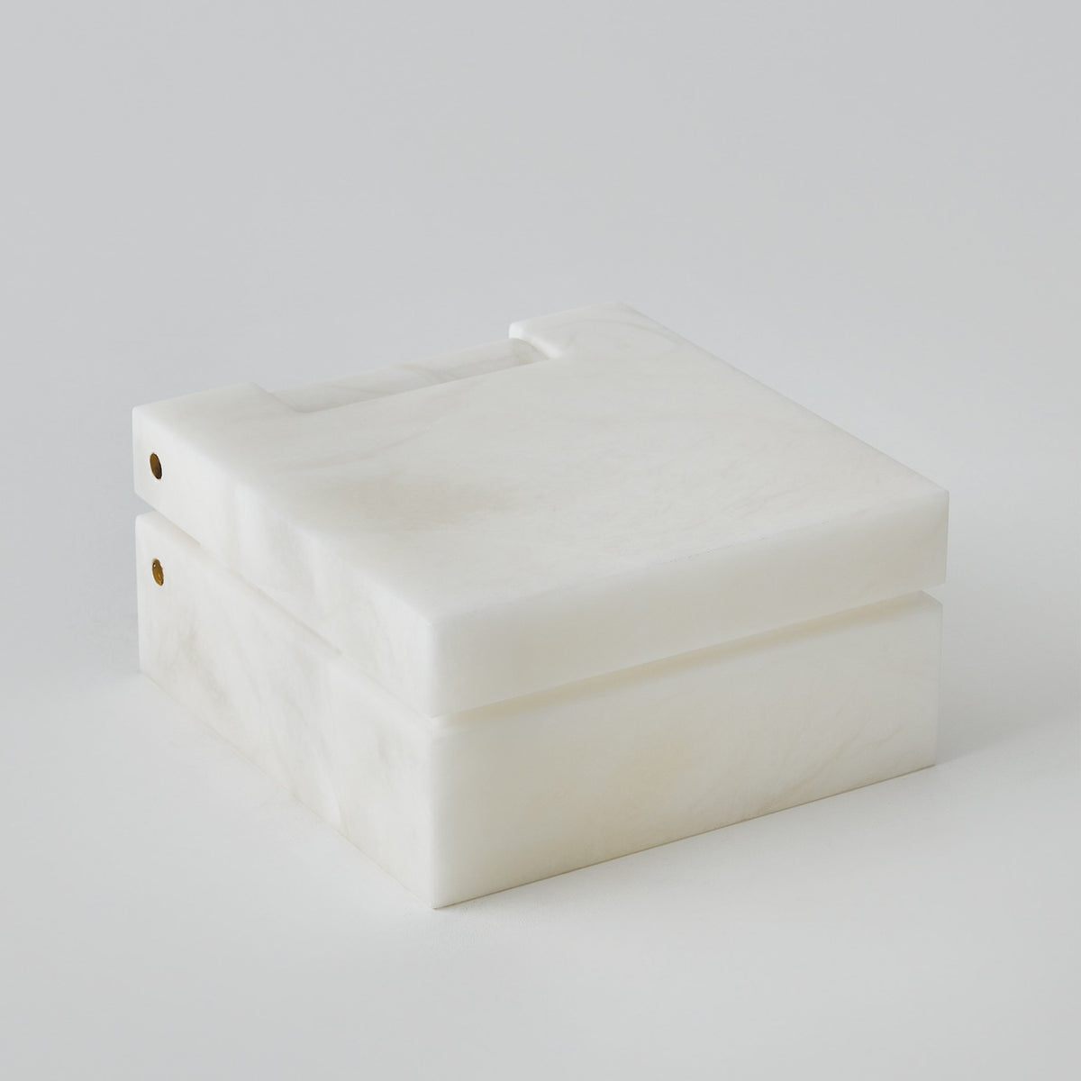 Global Views Hinged Alabaster Box White