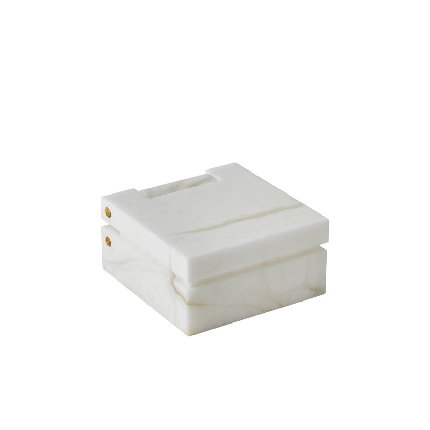 Global Views Hinged Alabaster Box White