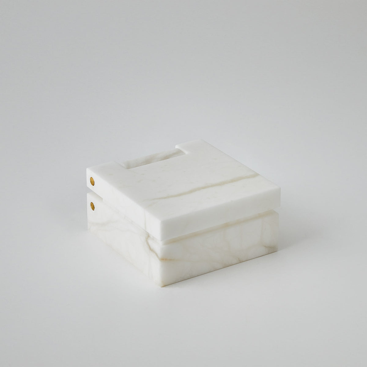 Global Views Hinged Alabaster Box White