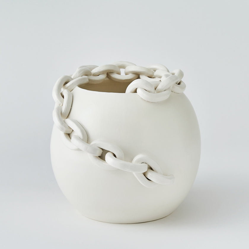 Global Views Catena Matte White Vase and Bowl