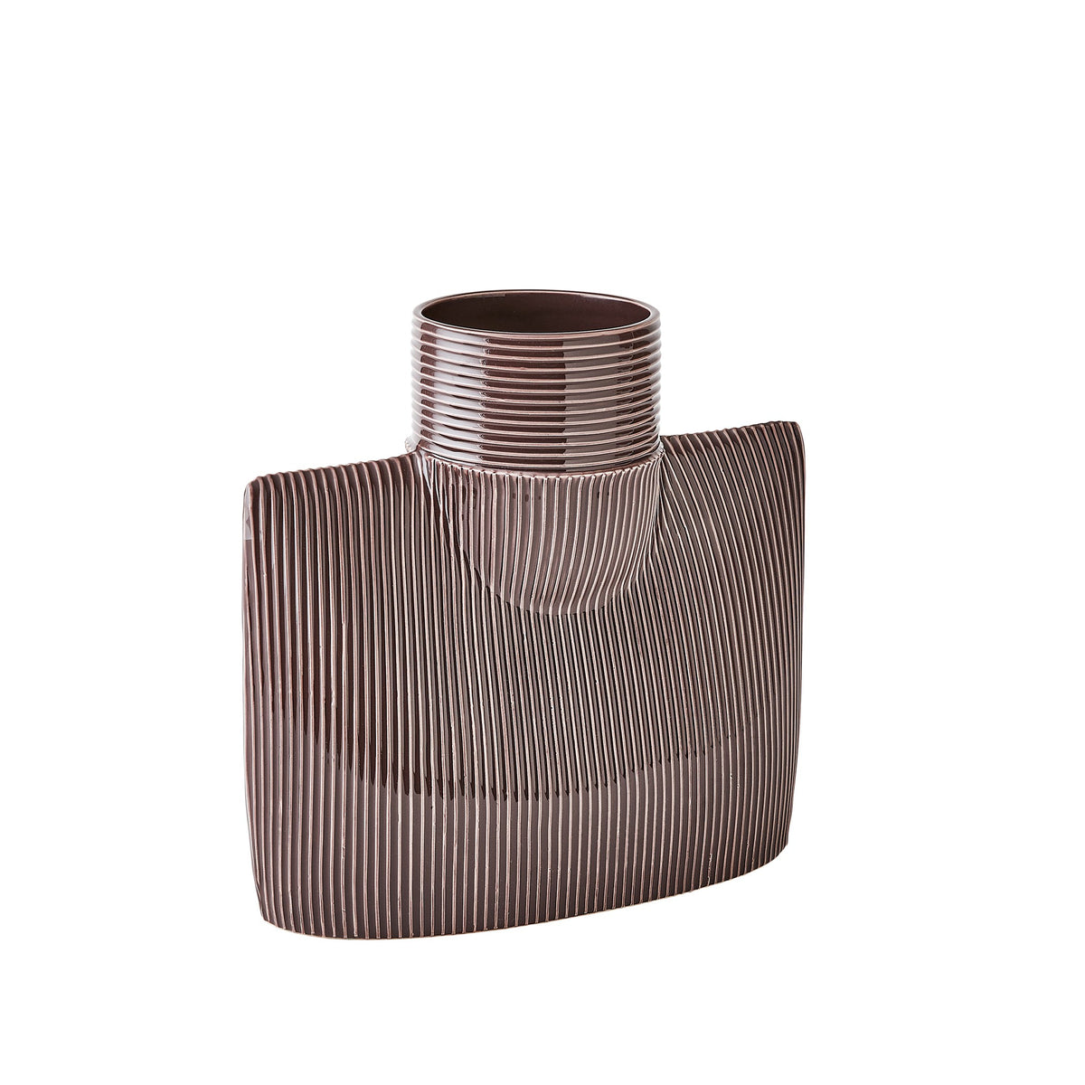 Global Views Ribbed Collar Vase Plum
