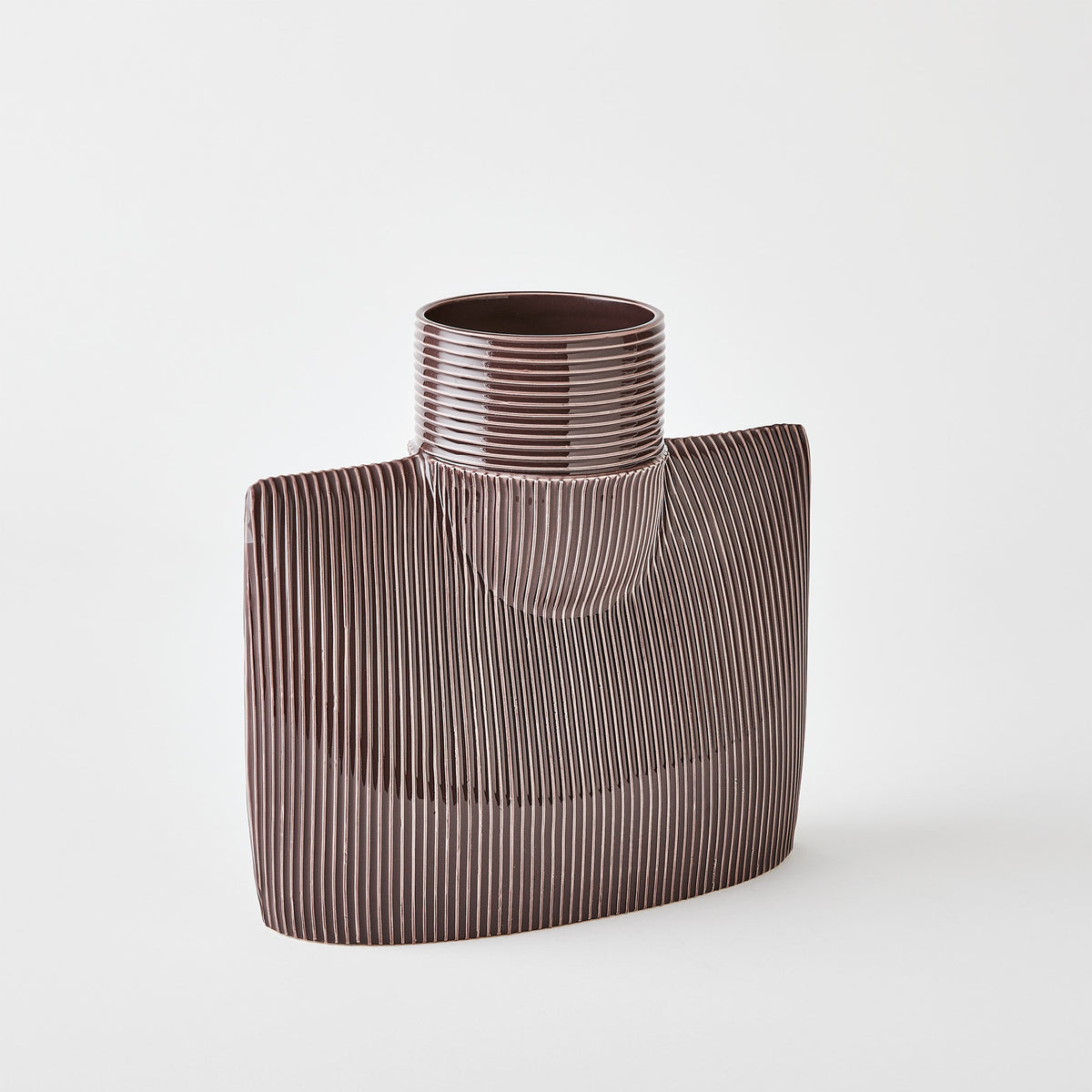 Global Views Ribbed Collar Vase Plum